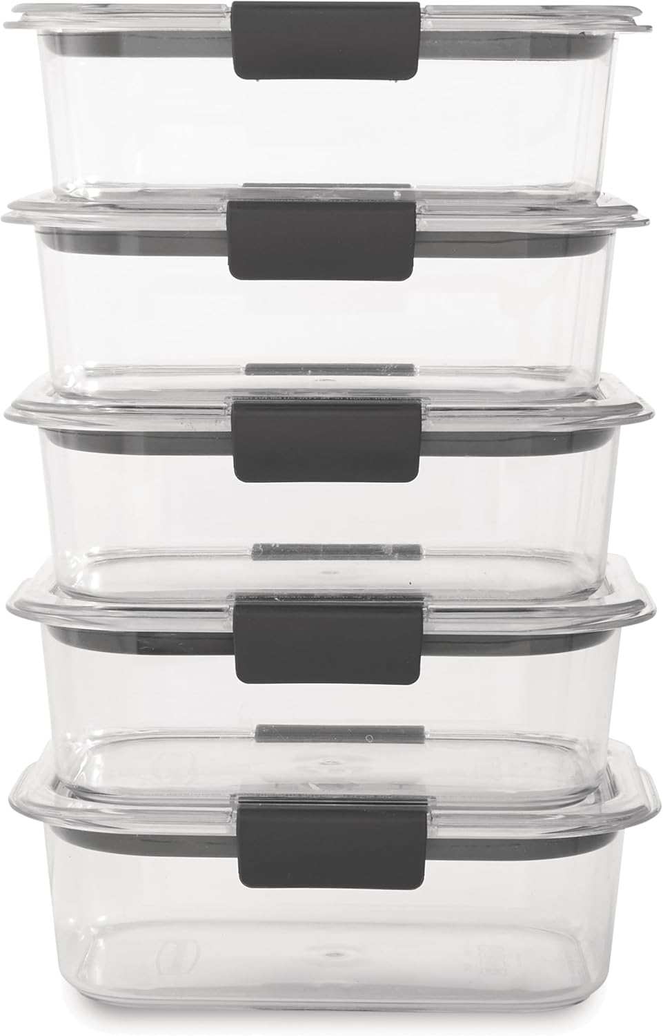 Shows the complete set of stackable food storage containers included in the purchase, highlighting the variety of sizes and quantity.
