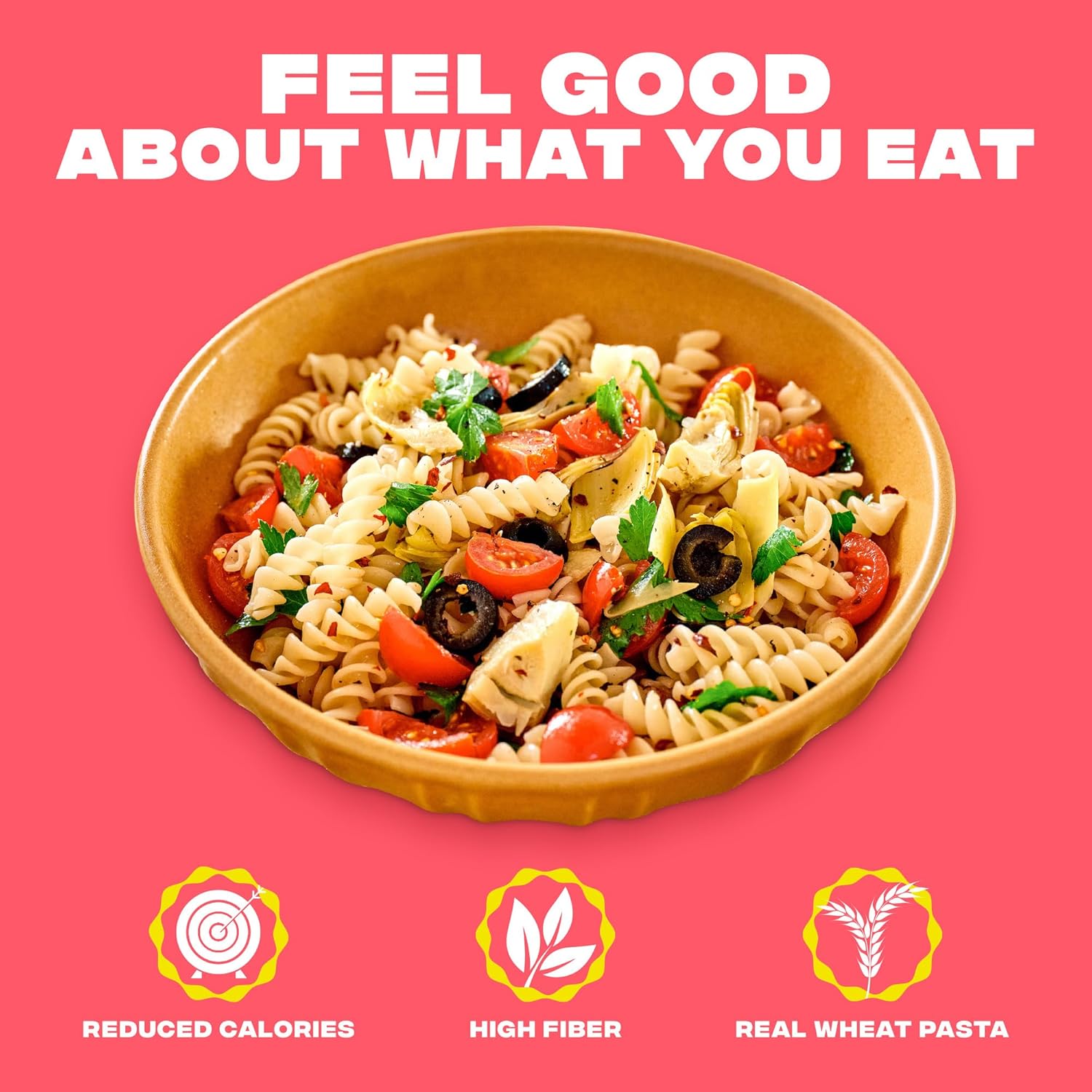 Highlights multiple health benefits of the pasta product to appeal to health-conscious consumers.