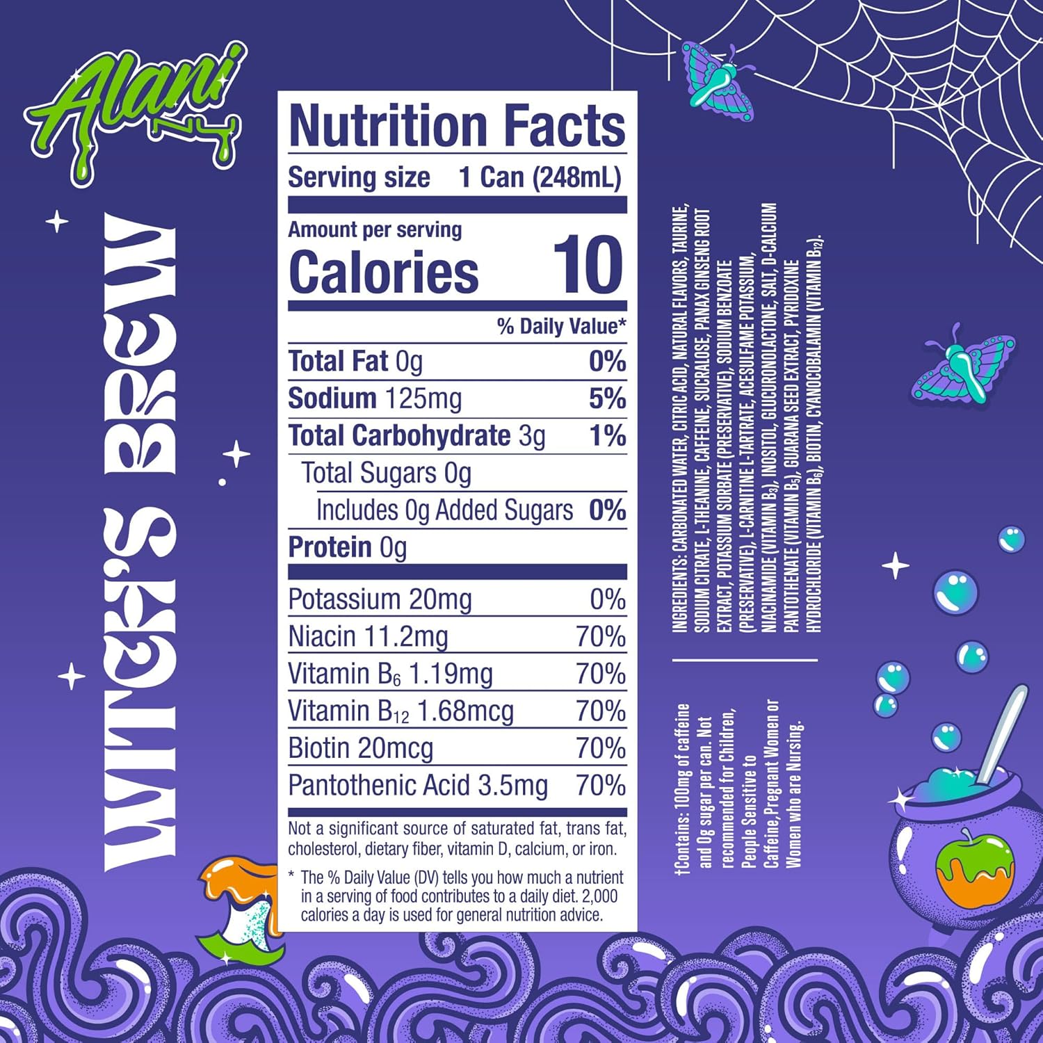 Communicates the product's nutritional information and highlights its low calorie content to appeal to health-conscious consumers. Reinforces the brand identity with a playful, Halloween-inspired…