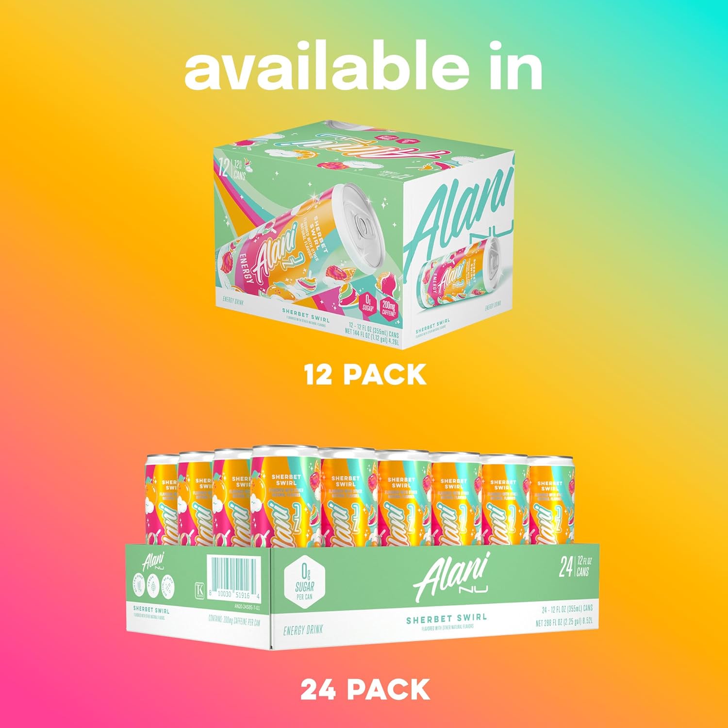 Shows the different pack sizes available for purchase, allowing customers to choose between a 12-pack or 24-pack option.