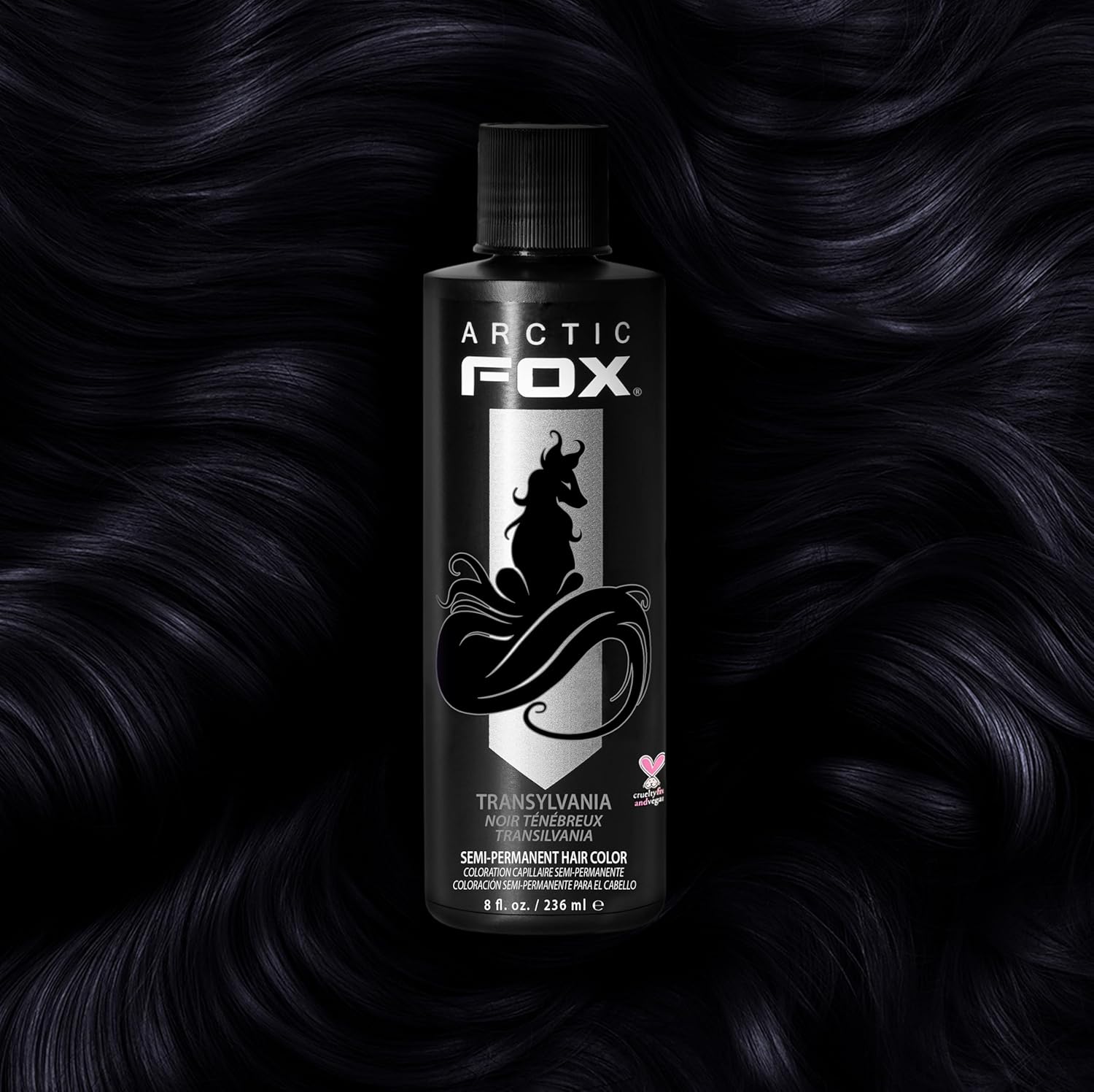 Showcases the specific hair color shade 'Transylvania' to help customers visualize the product's effect.