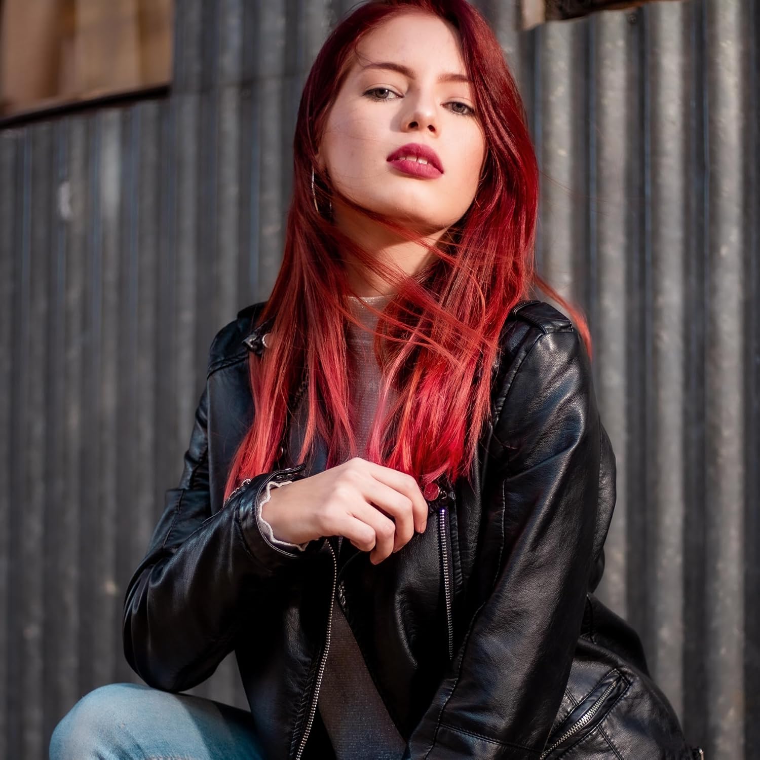 Showcases the product's ability to create bold, vibrant hair color and convey an edgy, fashionable look.
