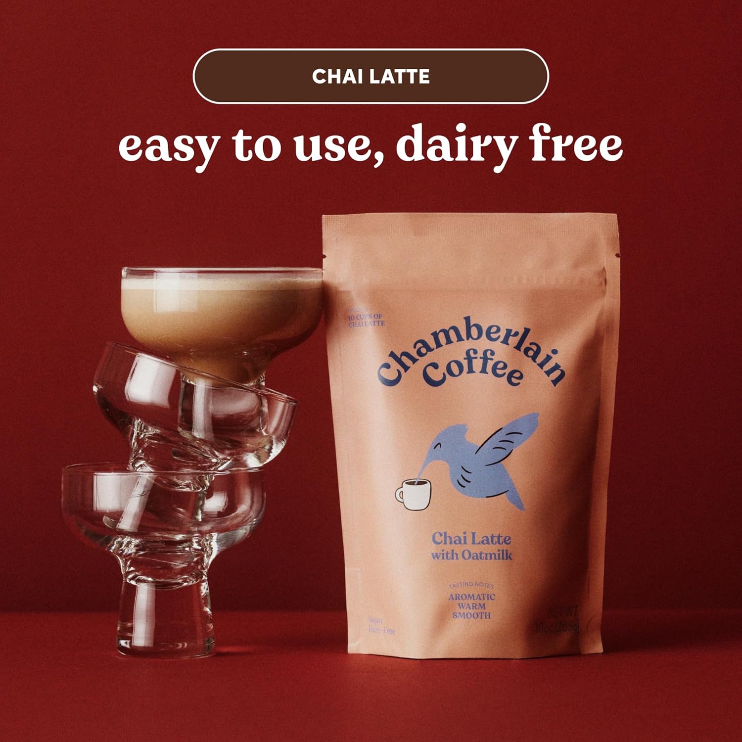 Highlights that the chai latte product is both dairy-free and easy to use, appealing to health-conscious consumers and those seeking convenience.