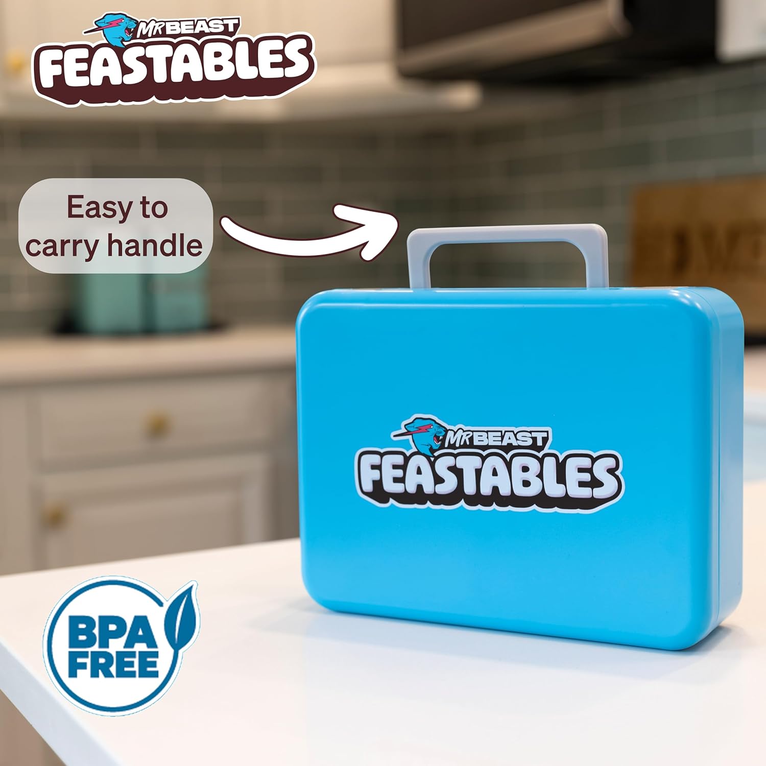 Highlights the product's portability and convenience with its easy-to-carry handle feature. Reassures customers about the product's safety by emphasizing it is BPA-free.