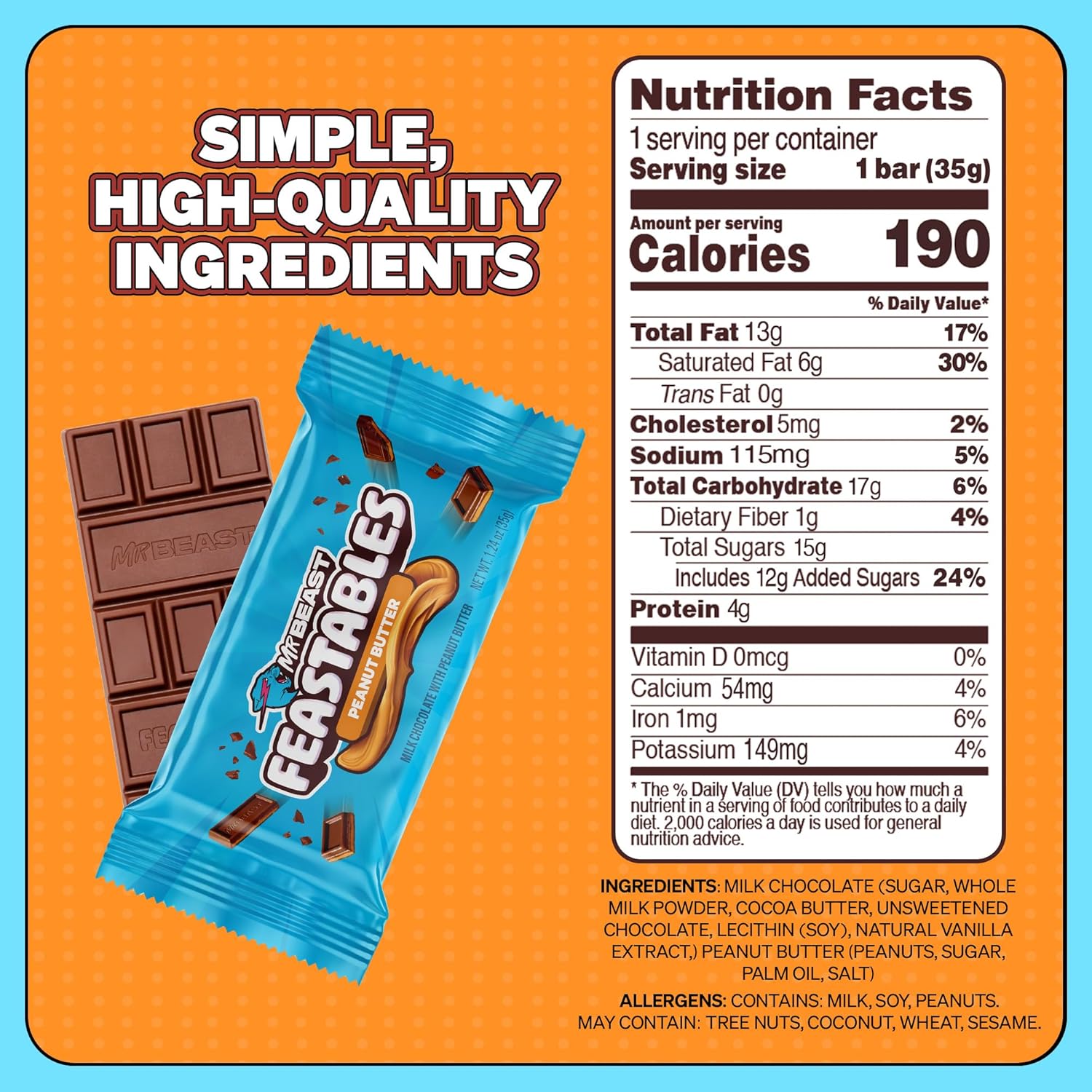 Provides detailed nutritional information to help shoppers make informed decisions about the product's caloric and nutrient content. Emphasizes the product's use of simple, high-quality ingredients…