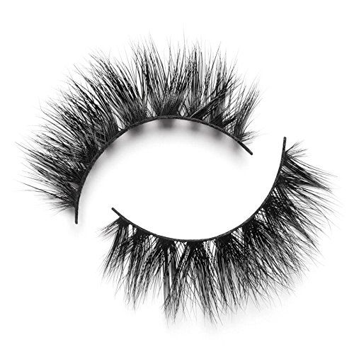 Showcases the dramatic, full appearance of the false eyelashes to demonstrate their ability to enhance eye beauty.