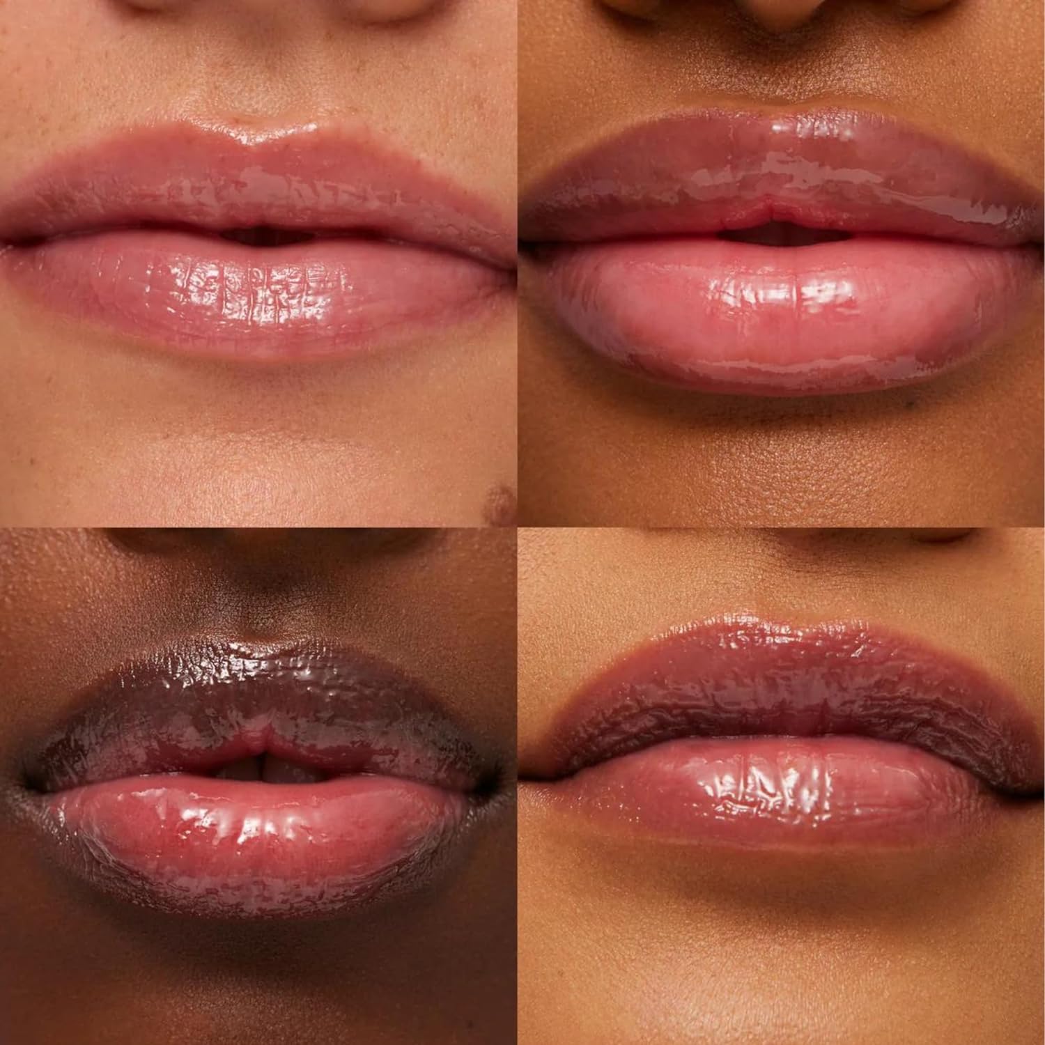 Demonstrates the effectiveness of a lip product by showing the transformation in lip color and hydration across different skin tones.
