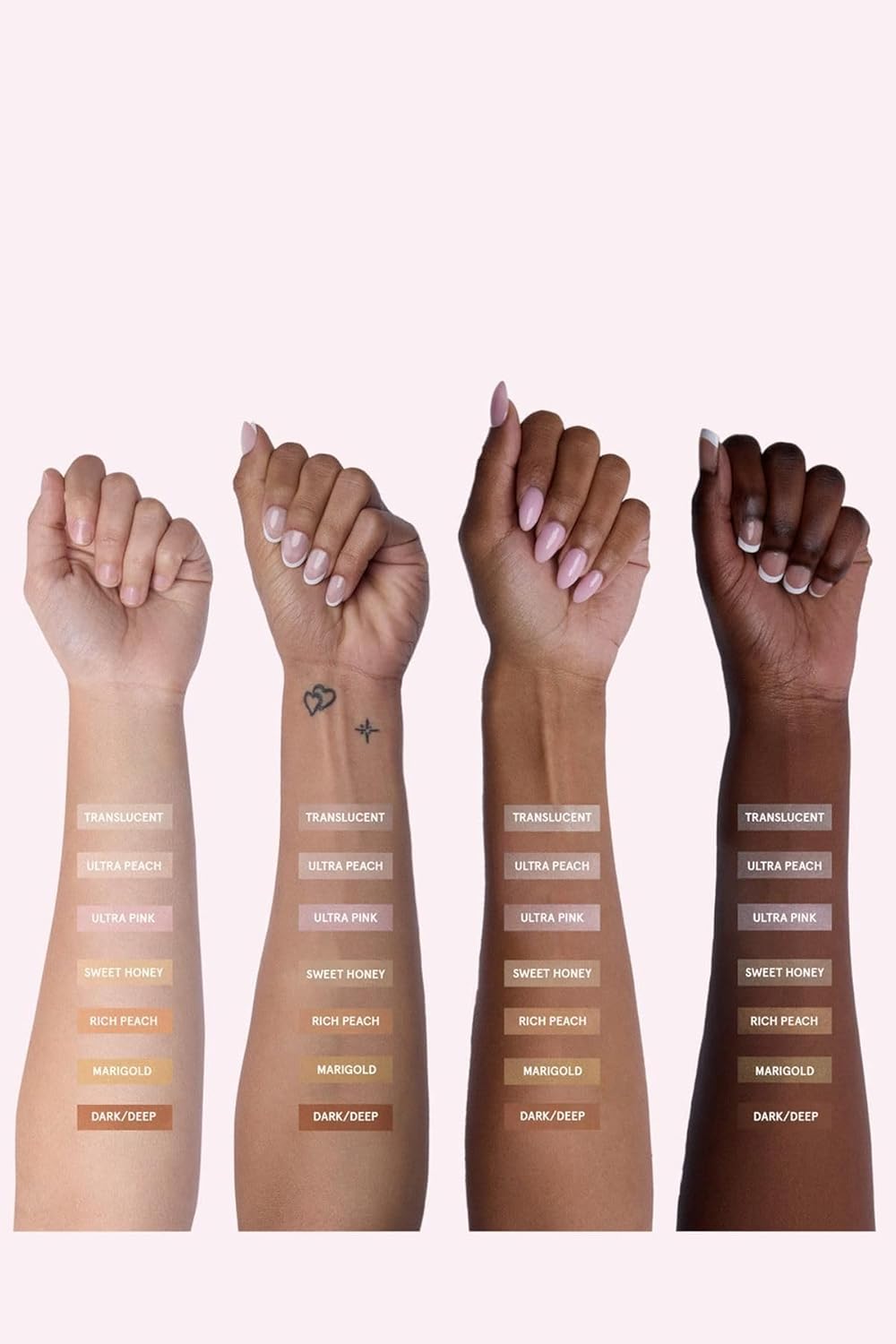Guides customers in selecting the right shade of makeup for their skin tone across a range of complexions.