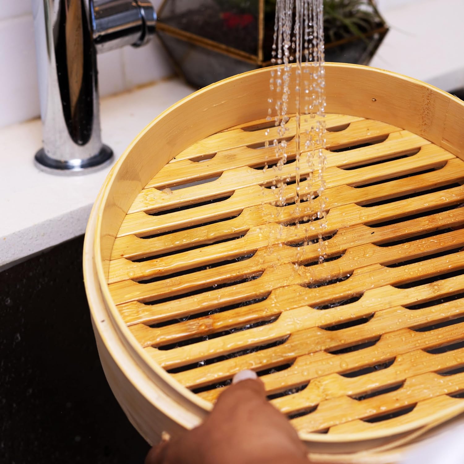 Demonstrates the product's ability to repel water, highlighting its durability and suitability for use in wet environments.