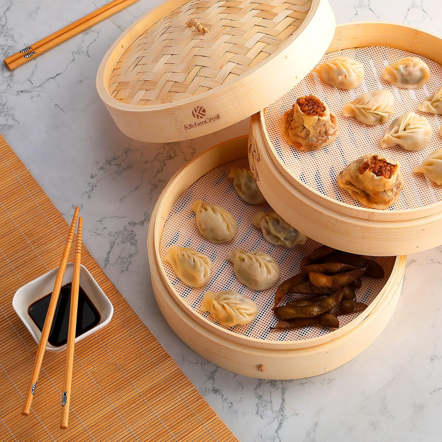 Bamboo Steamer Basket for Chinese Asian Cuisine: Lifestyle Secondary Images