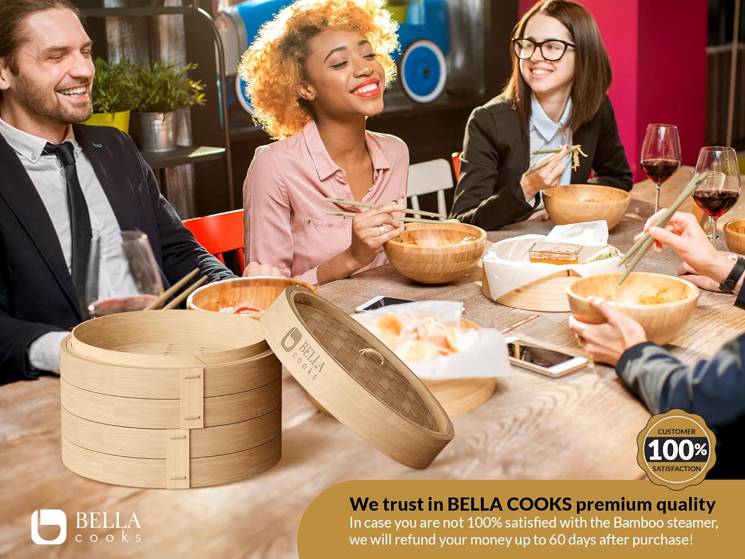 𝐁𝐄𝐋𝐋𝐀 𝐂𝐎𝐎𝐊𝐒 Bamboo Steamer 11-inch 2 Tier Dumpling Bamboo Steamer with Lid…: Infographics