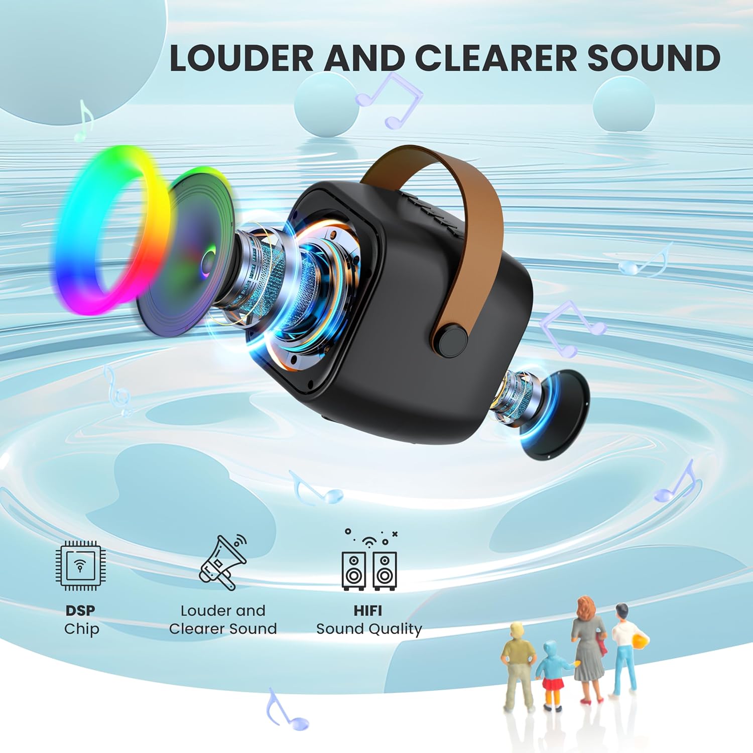 Highlights the product's superior audio quality, emphasizing louder and clearer sound output to attract audio enthusiasts.