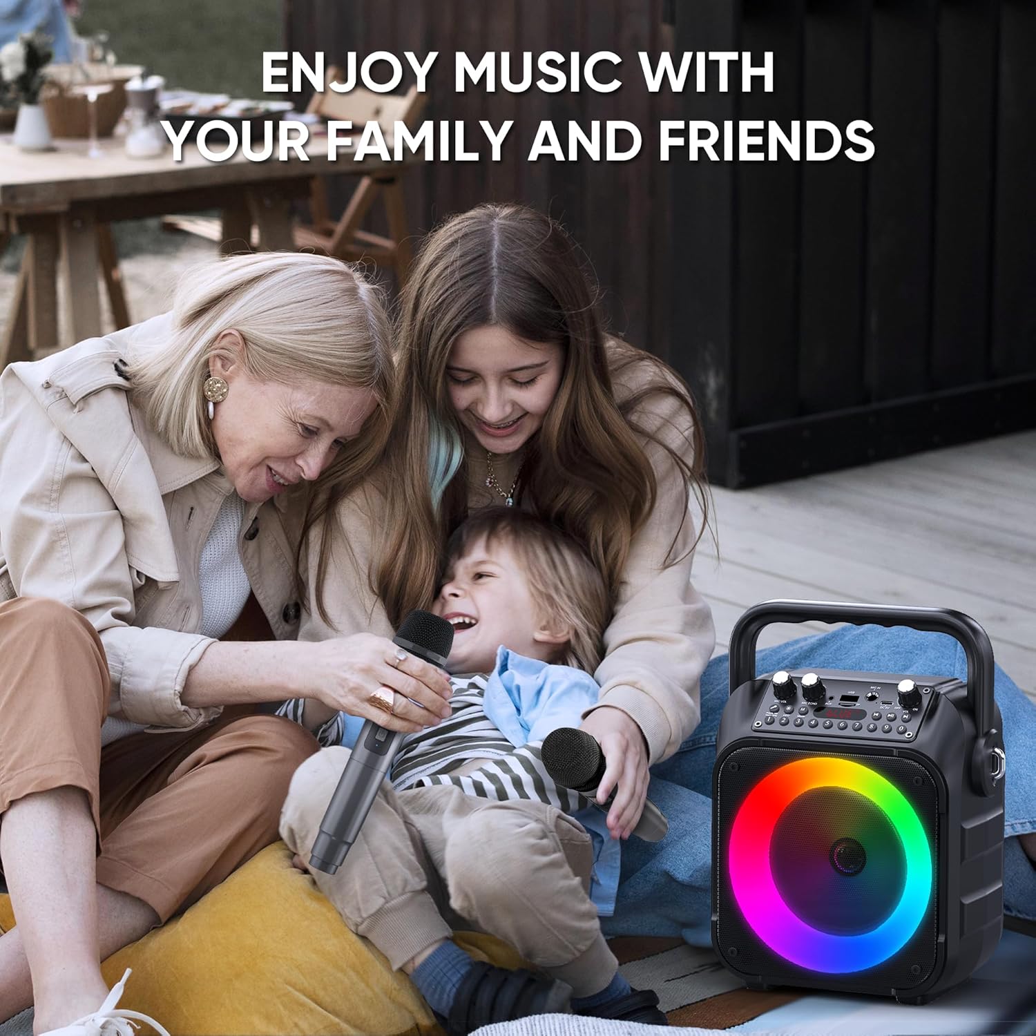 Demonstrates how the product can be used for family bonding and entertainment, showing its versatility for different age groups. Shows the product in use during a real-world family gathering,…
