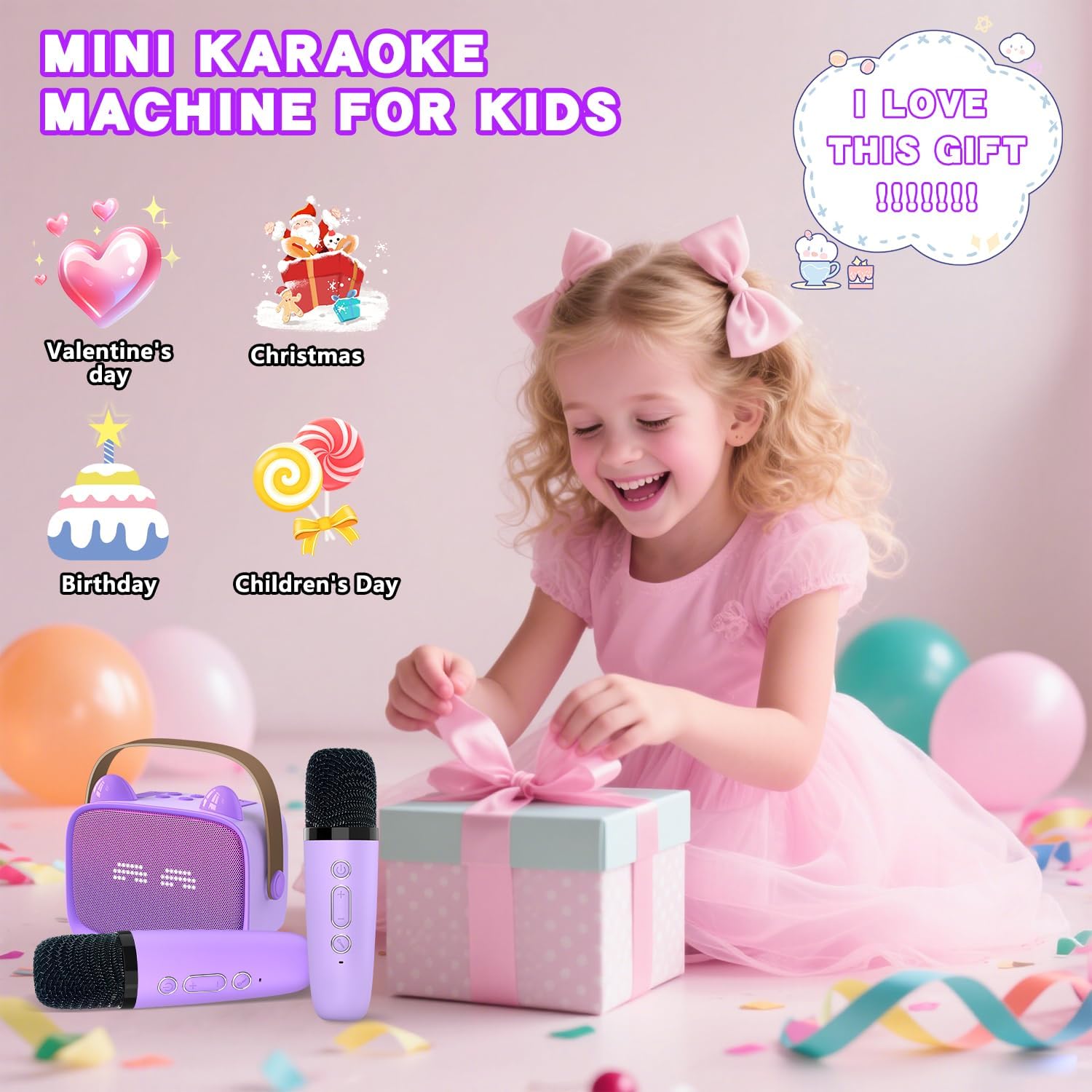 Mgaolo Upgraded Mini Karaoke Machine Toy for Kids: Infographics