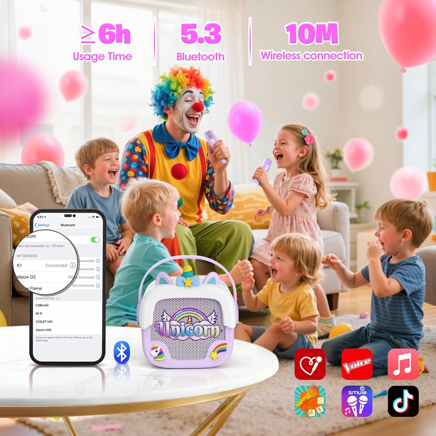 Mini Karaoke Machine for Kids Girls: Unicorn Portable Bluetooth Speakers with 2 Wireless…: Infographics
