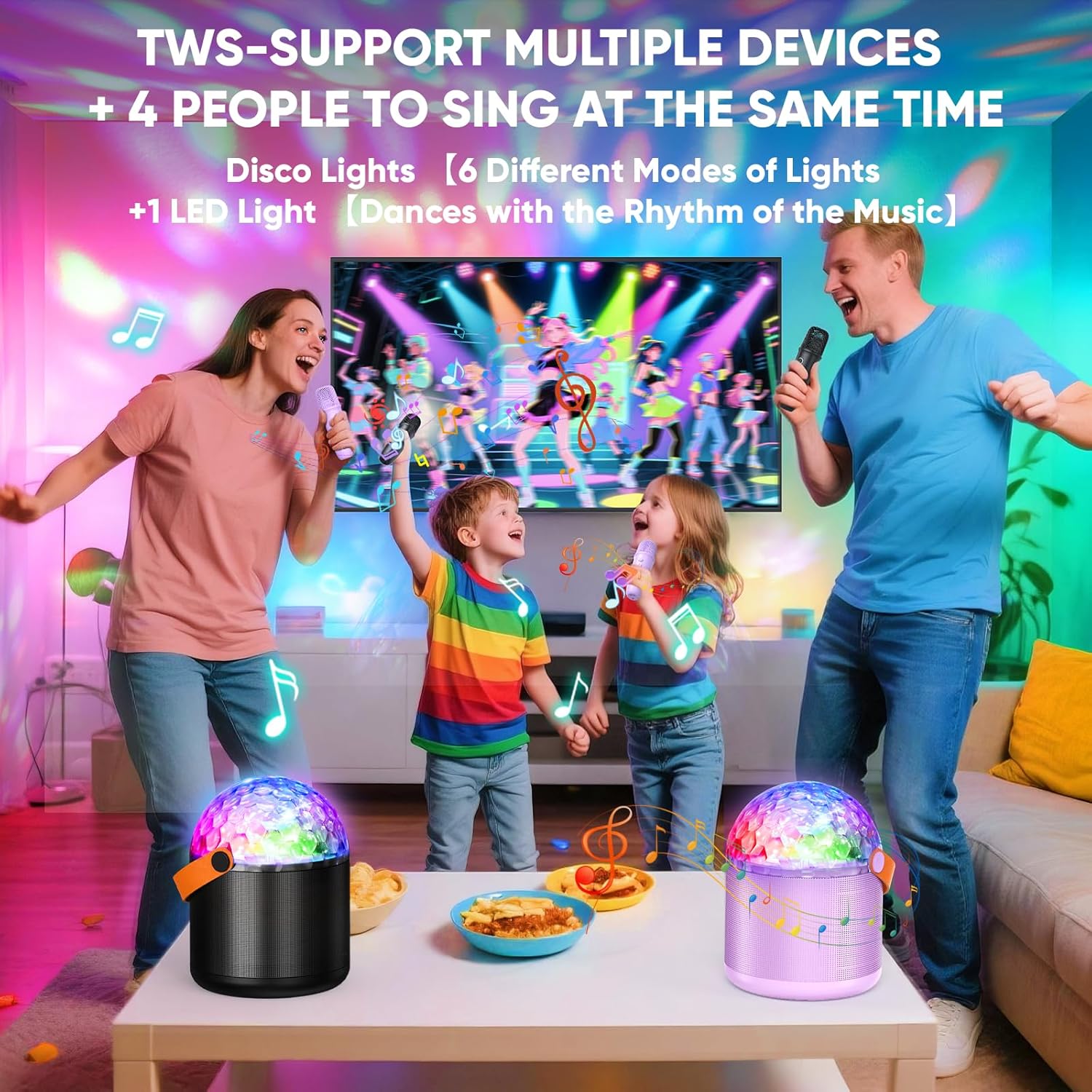 Karaoke Machine with Disco LED Lights for Adults Kids: Infographics