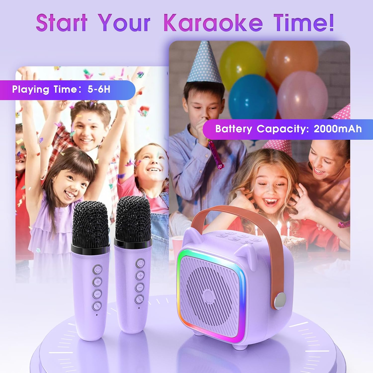 SXH Mini Karaoke Machine for Kids Portable Karaoke Machine with 2 Bluetooth Wireless…: Infographics