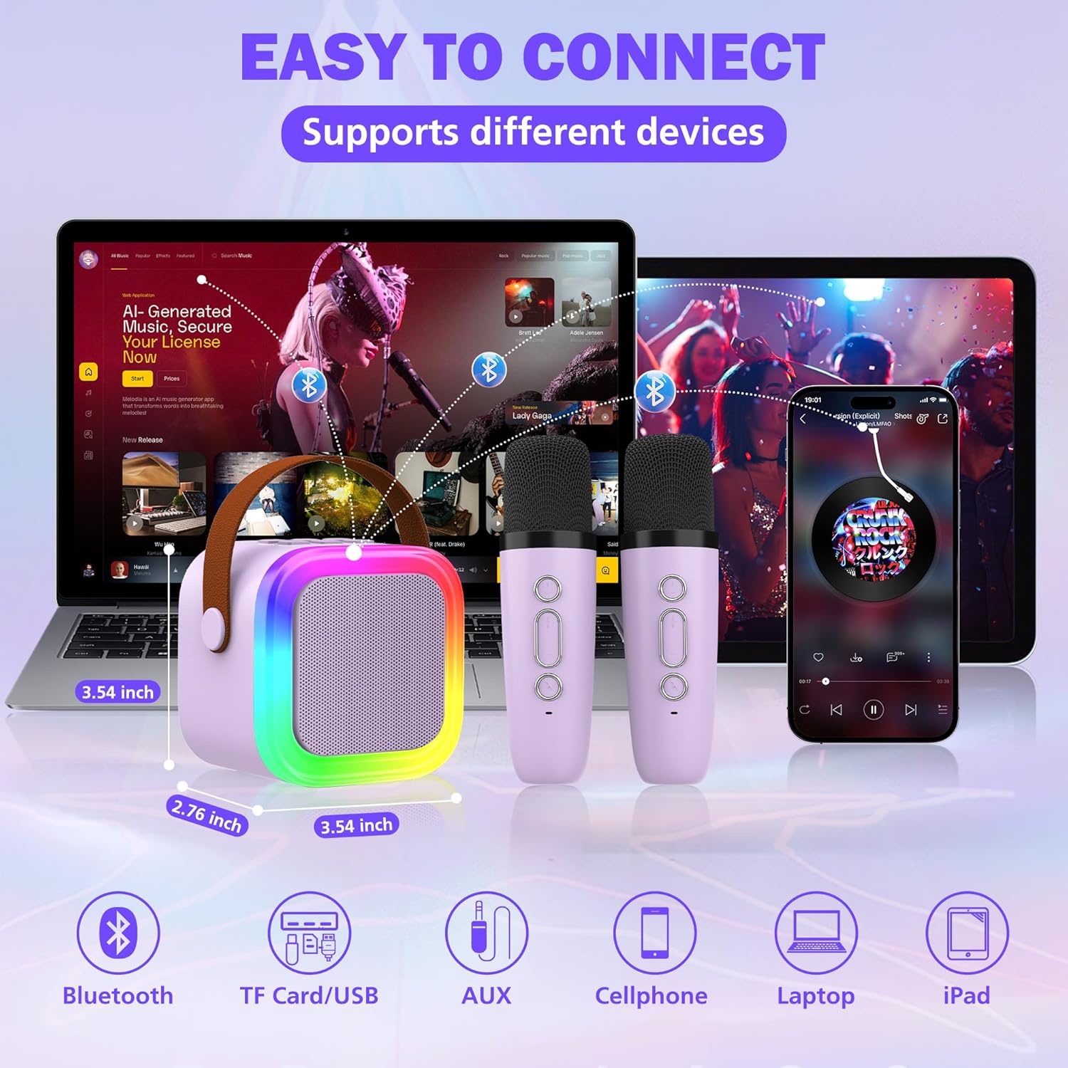 Demonstrates the product's ability to connect with various devices, reassuring customers about its versatility and ease of use.