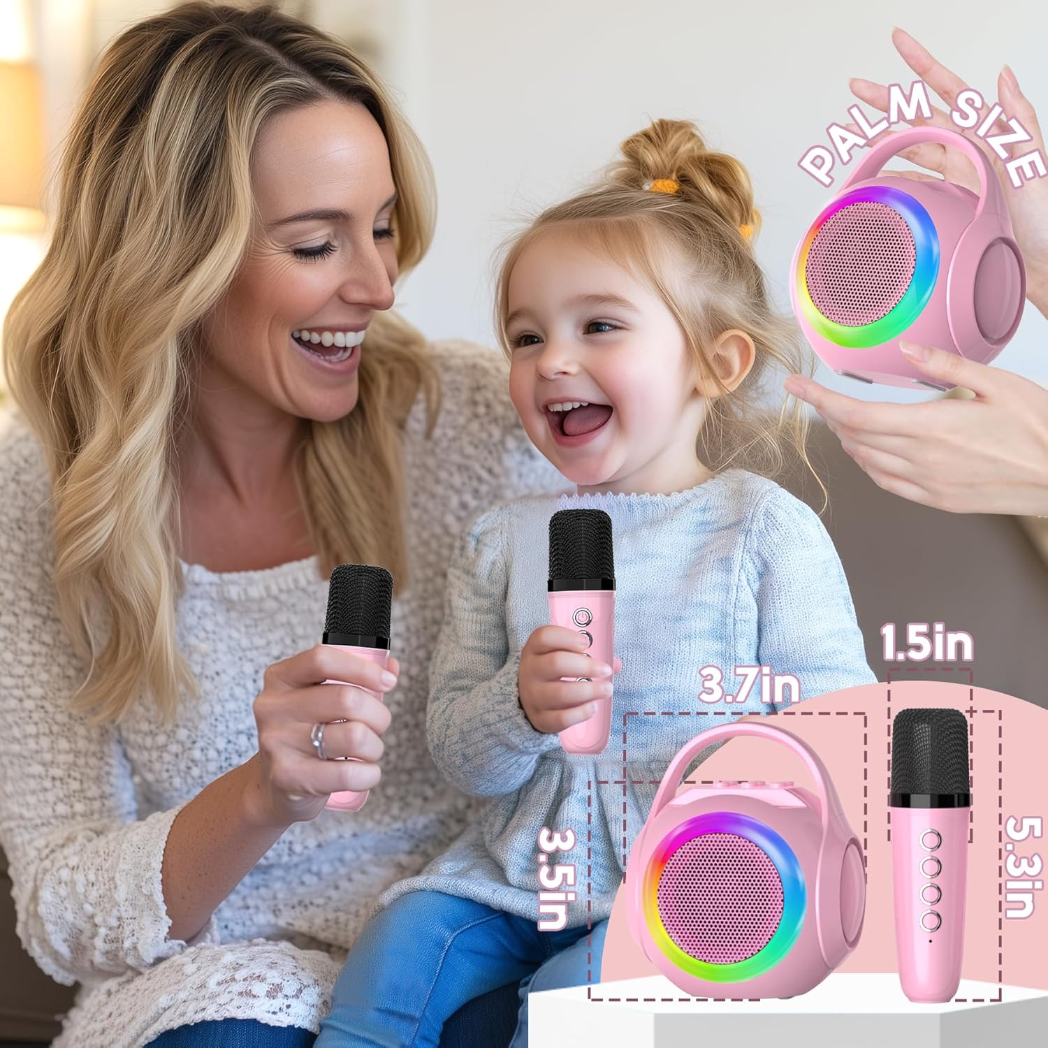 Hockvill Mini Karaoke Machine for Kids with 2 Microphones: Infographics