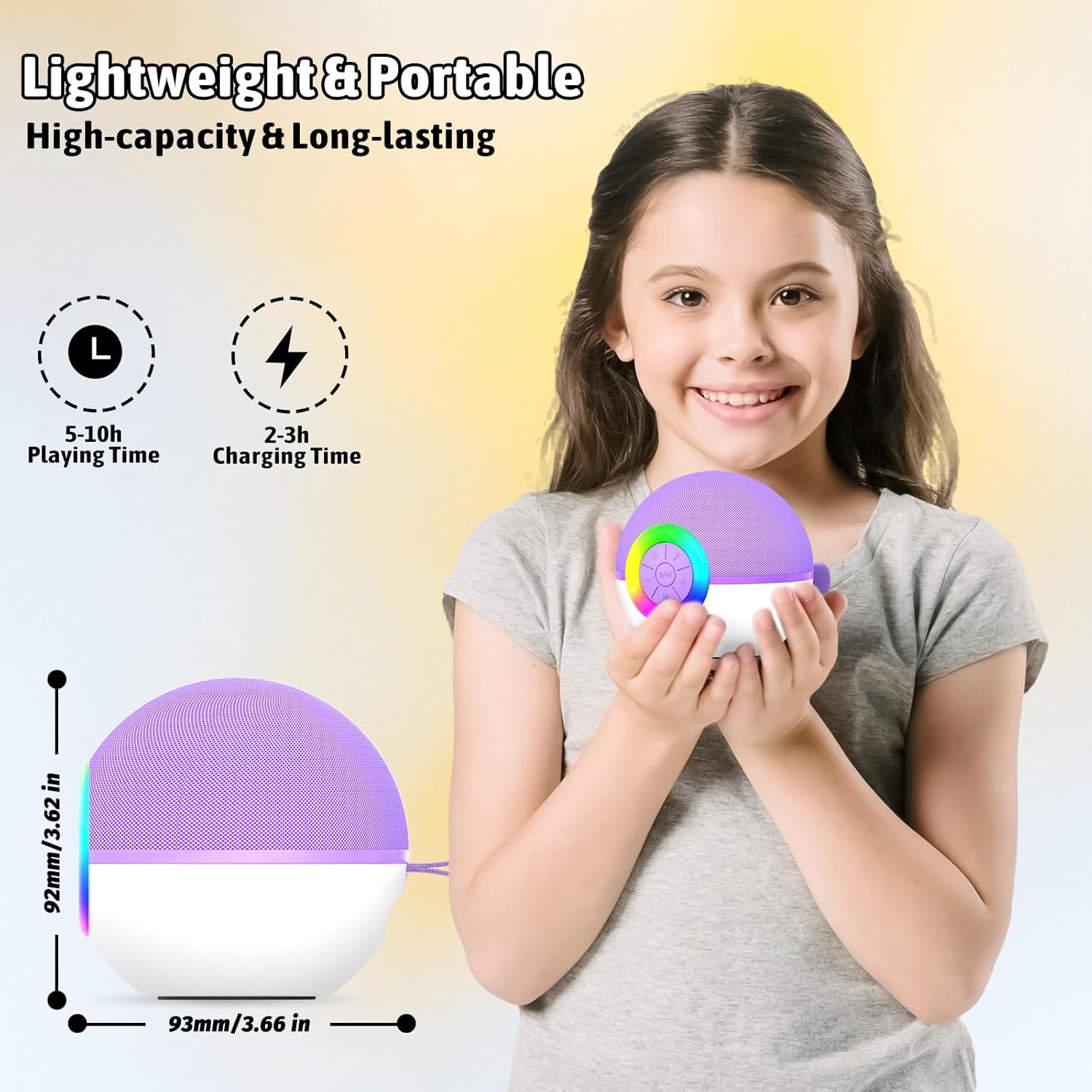 Highlights multiple key features of the product to showcase its convenience and usability for children. Provides exact dimensions of the product to give shoppers a clear understanding of its size.