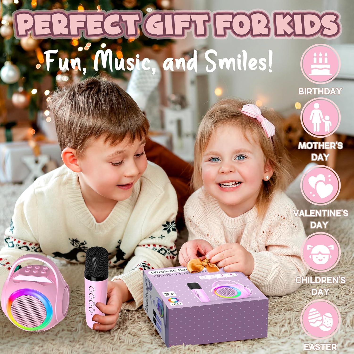 Hockvill Mini Karaoke Machine for Kids with 2 Microphones: Infographics