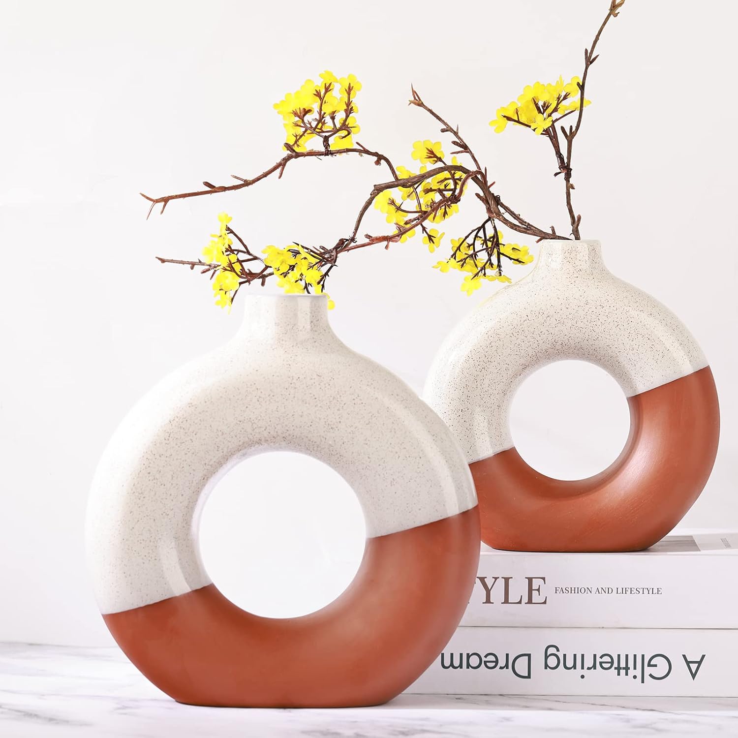 Showcases the product in a stylish, minimalist home setting to appeal to design-conscious shoppers.