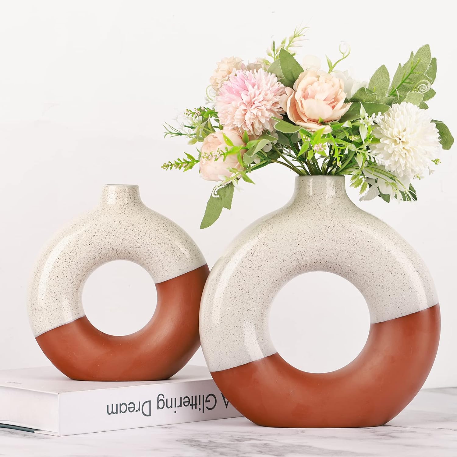 Showcases the product in a stylish home setting to demonstrate its aesthetic appeal and versatility as a decorative piece.