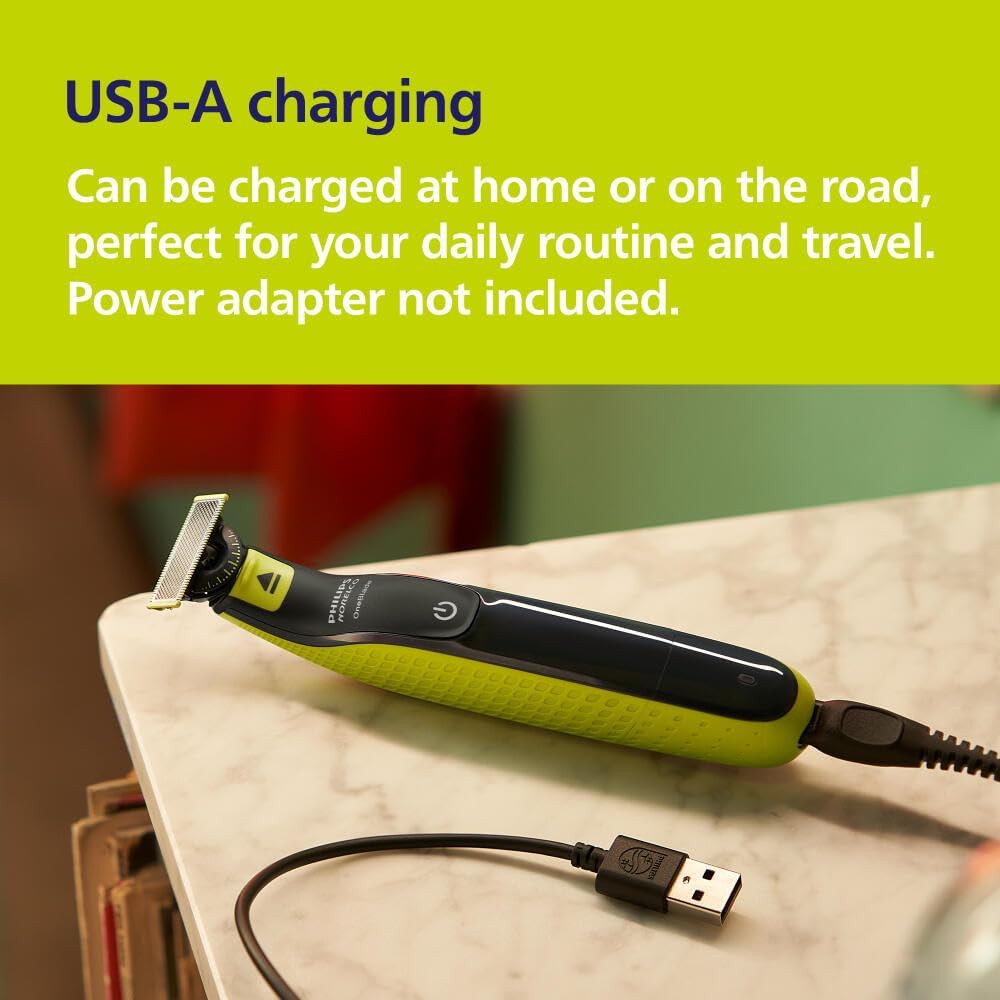 Highlights the product's USB-A charging capability, emphasizing its convenience for use at home or while traveling.