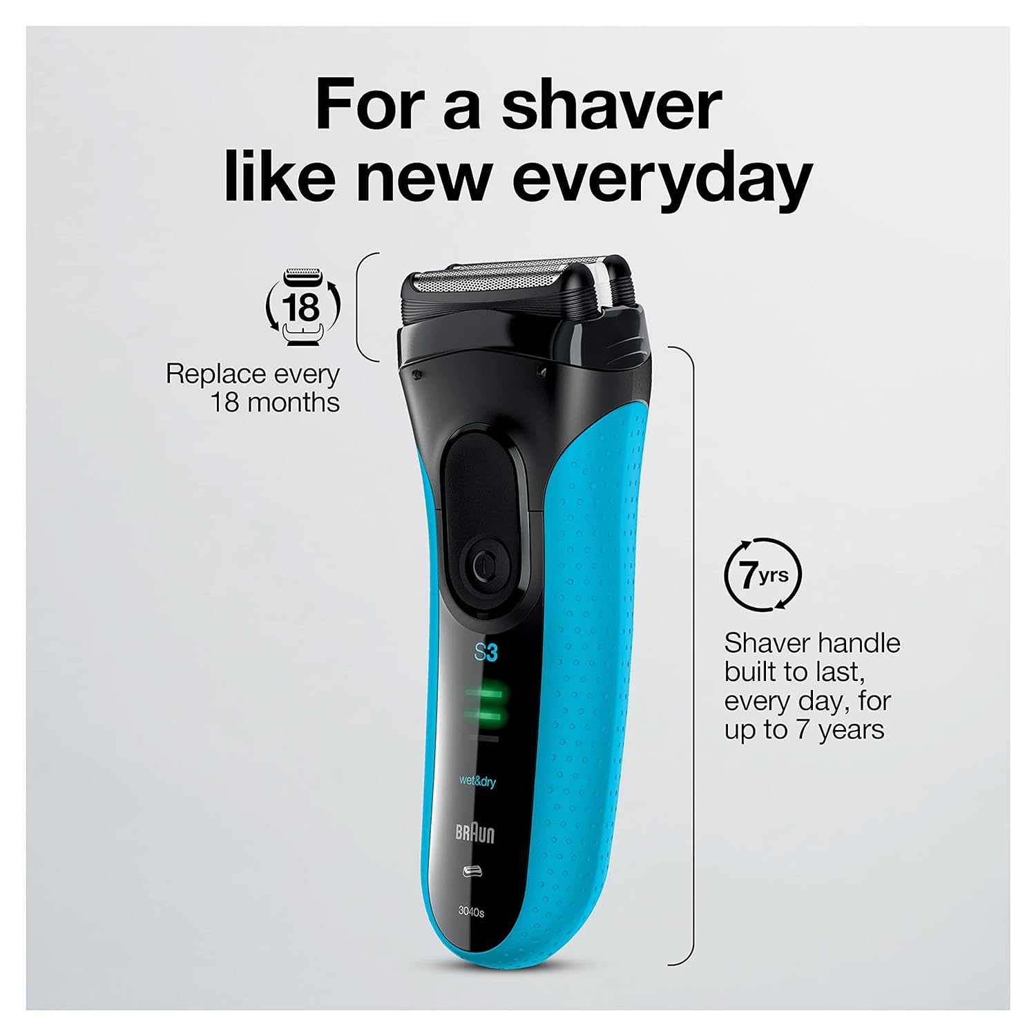 Highlights the shaver's durability and maintenance features to reassure customers about its longevity and consistent performance.