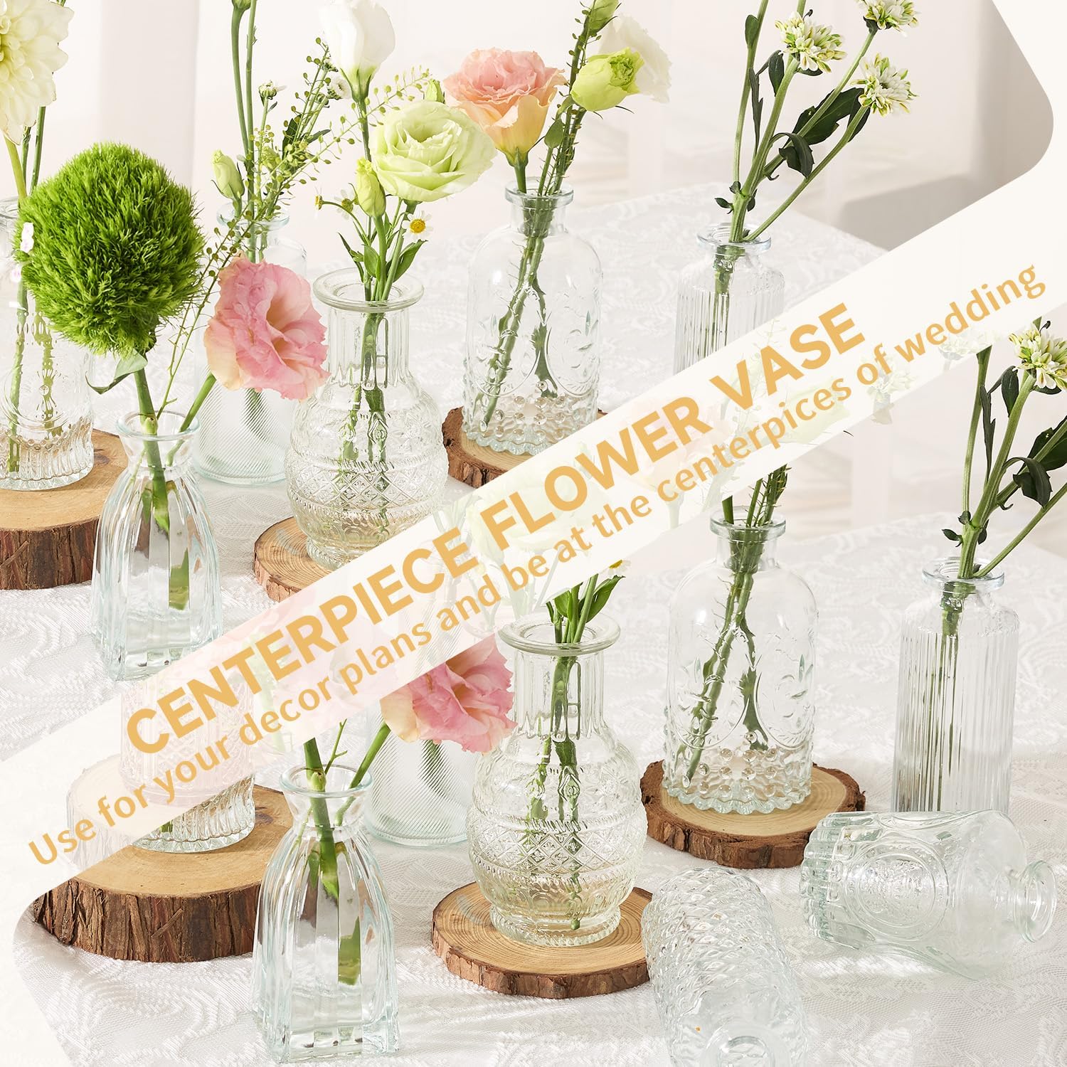 Showcases how the product can be used as elegant and versatile centerpieces for weddings or events.