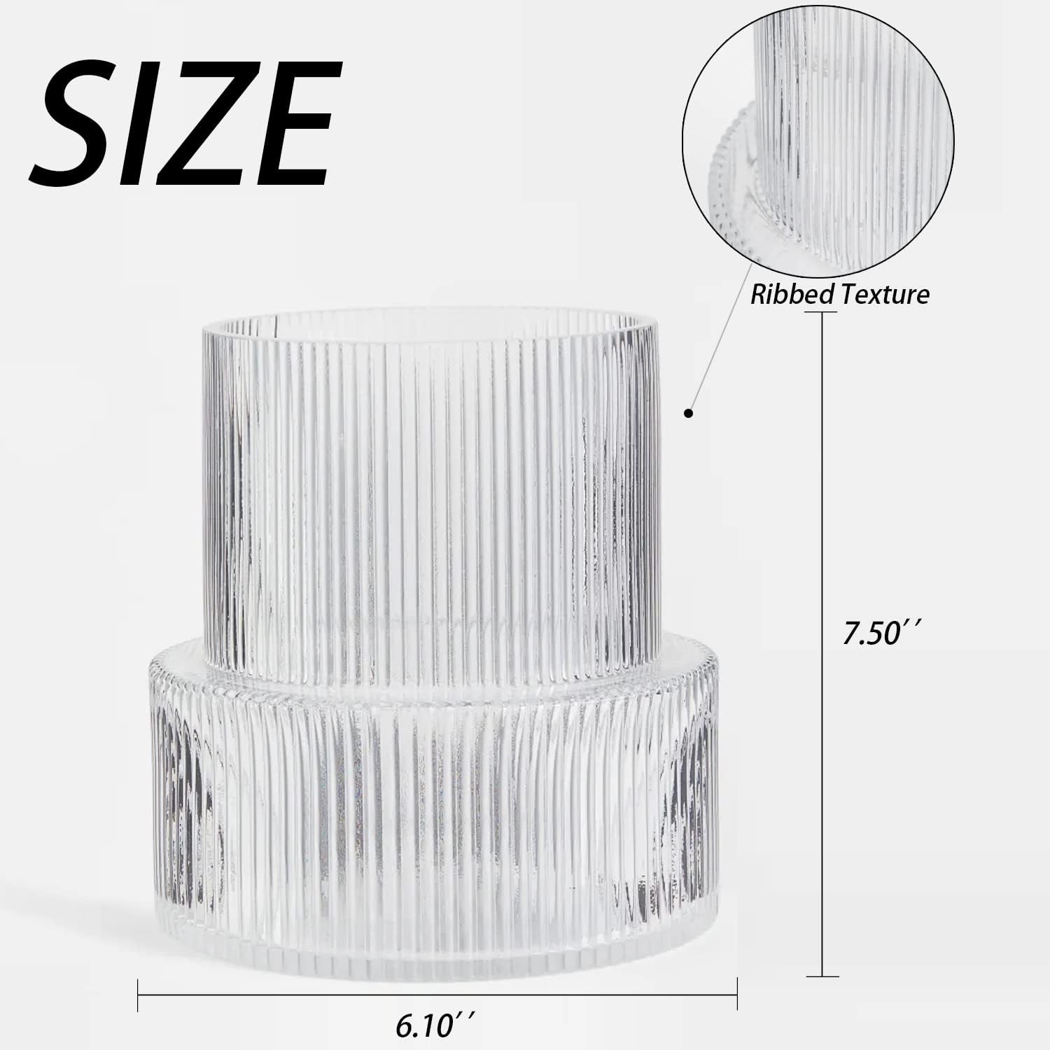 Provides exact measurements of the product and highlights its ribbed texture feature to help customers understand its size and appearance.