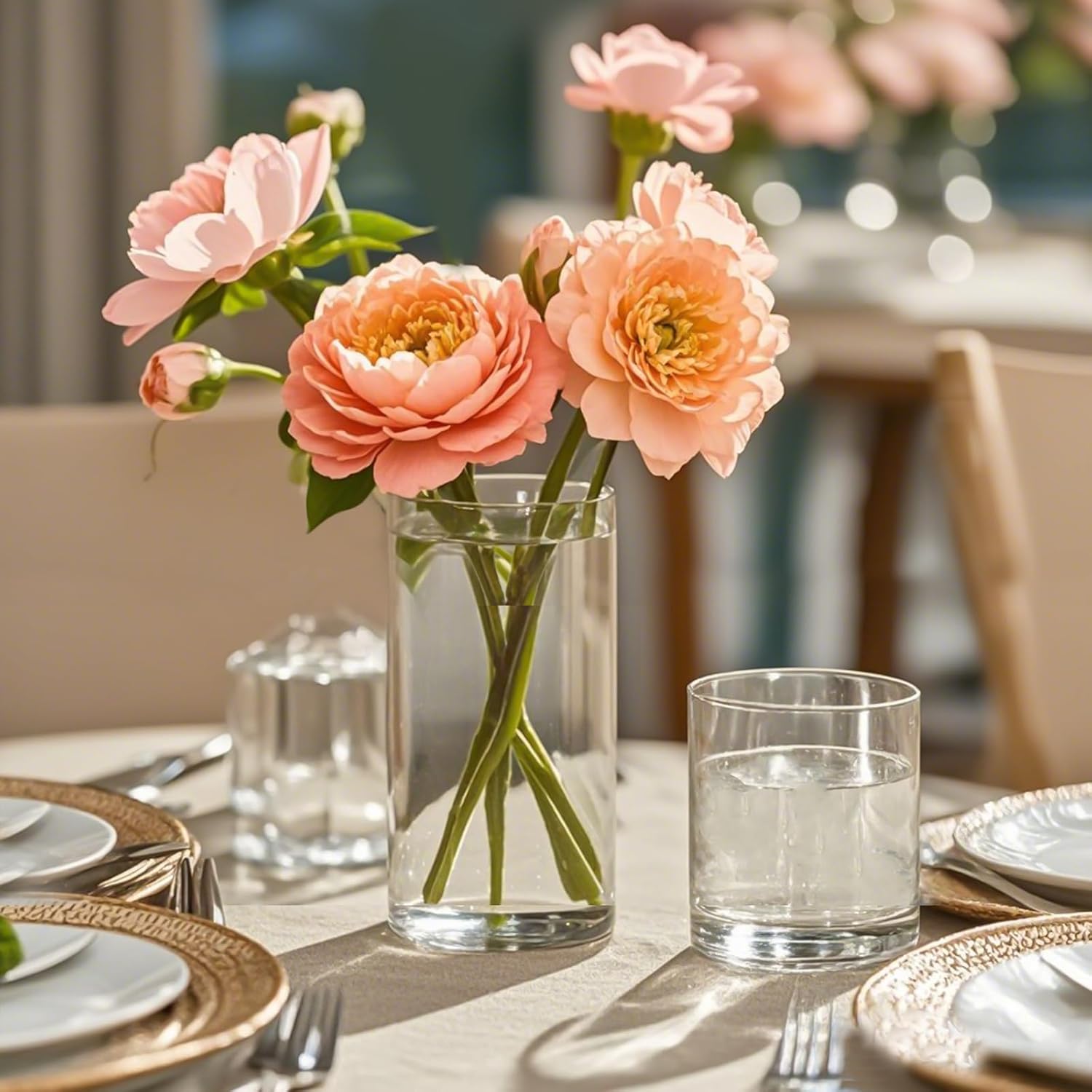 Showcases the product in a real-world context, demonstrating how it enhances a dining table setting and creates an elegant atmosphere.