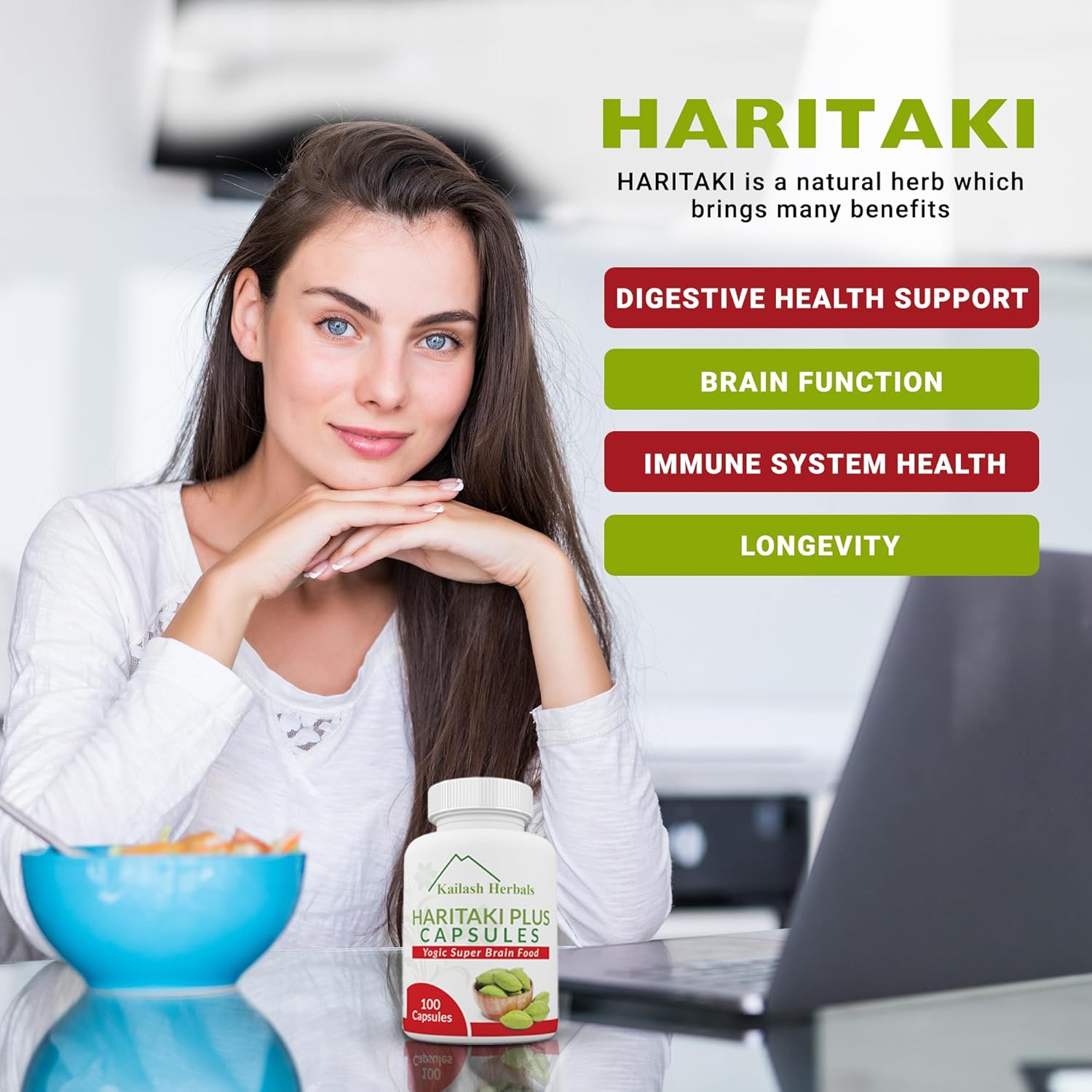 Highlights multiple health benefits of Haritaki to showcase its versatility as a natural supplement.