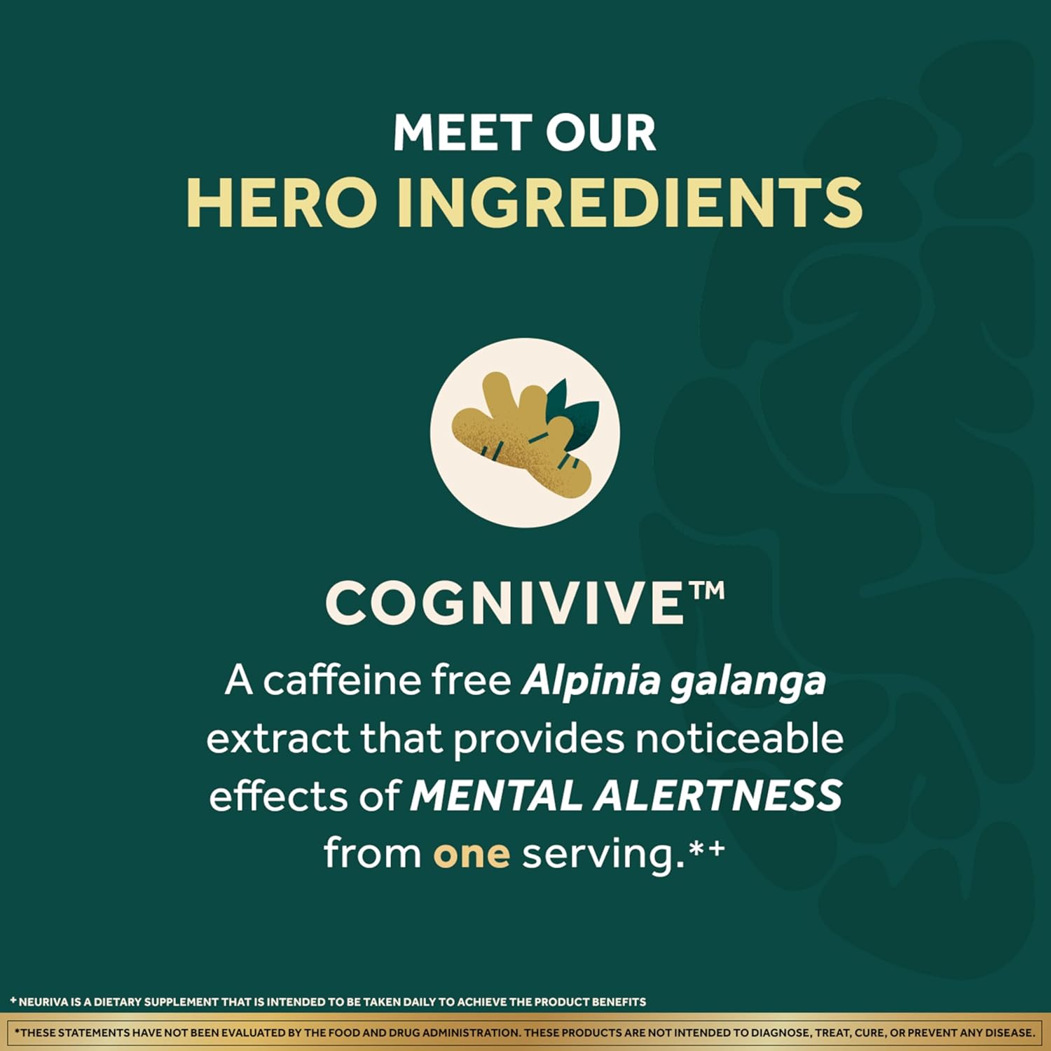 Highlights the key ingredient Cognivive and its benefit of providing mental alertness without caffeine.