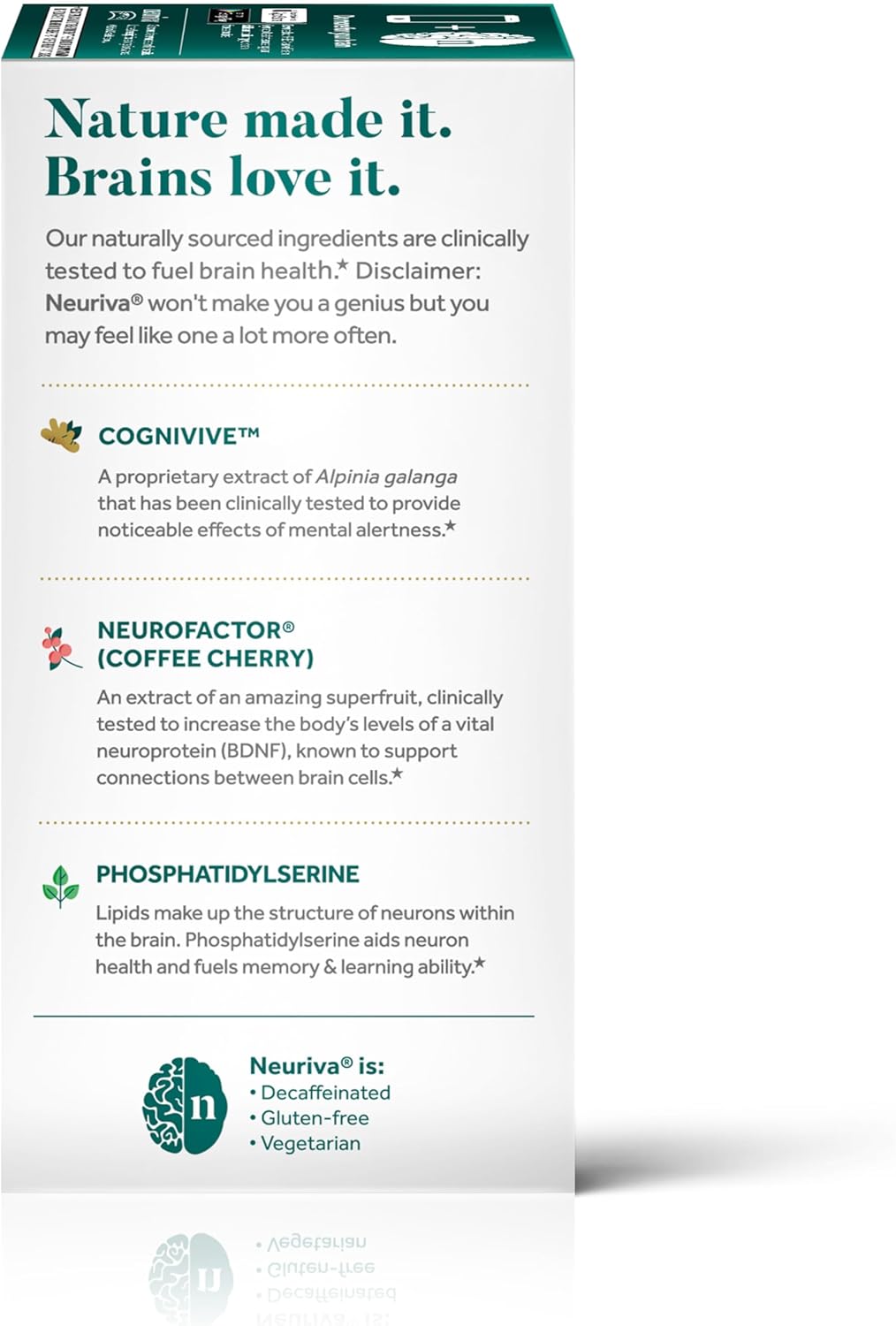 Highlights multiple natural ingredients and their clinically tested benefits for brain health and cognitive function.