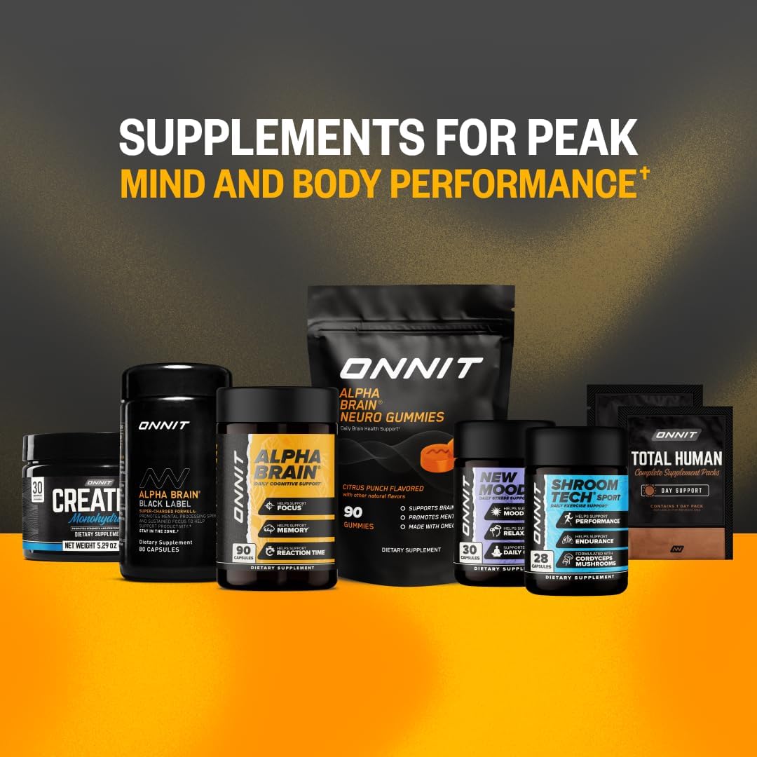 Showcases the full range of supplements offered by the brand for mind and body performance, demonstrating the comprehensive nature of their product line.
