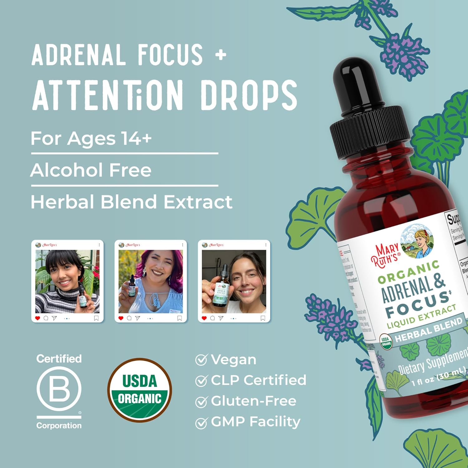 Highlights multiple product features and certifications to appeal to health-conscious consumers looking for a natural focus and attention supplement. Builds trust and credibility by showing real…