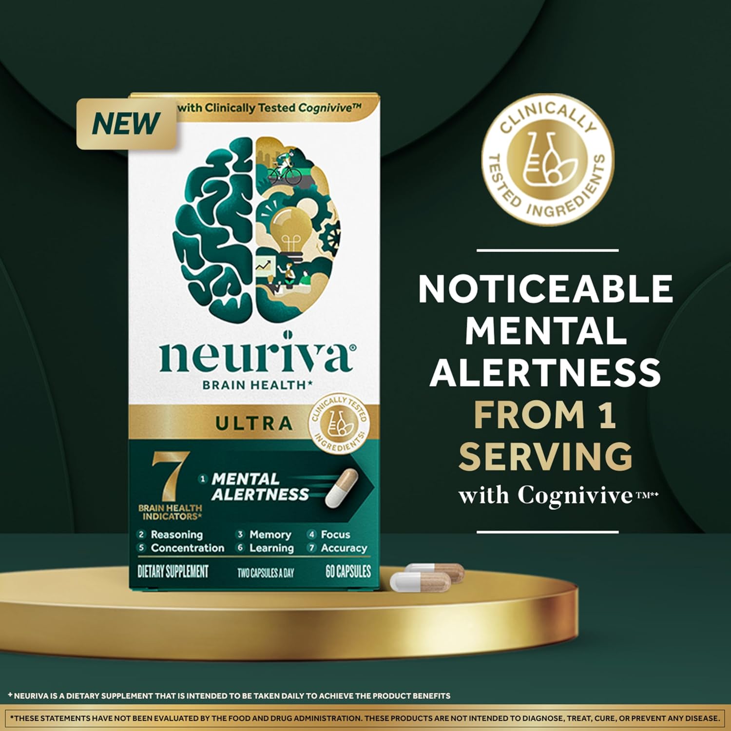 NEURIVA Ultra Decaffeinated Clinically Tested Nootropic Brain Supplement for Mental…: Infographics