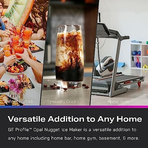 Showcases the versatility of the GE Profile Opal Nugget Ice Maker by demonstrating various use cases in different home settings.