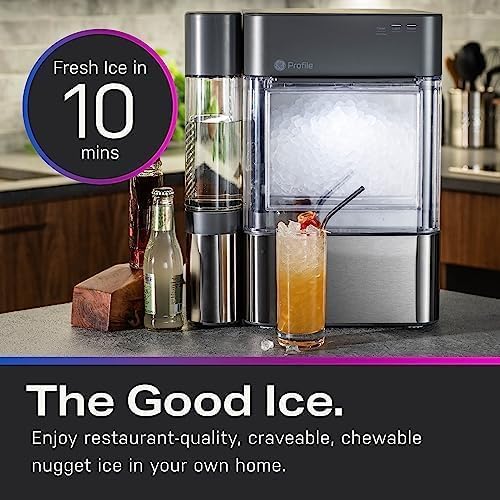 Highlights the quick ice-making capability of the product, emphasizing convenience for home use. Emphasizes the high-quality, chewable nugget ice produced by the machine, appealing to those who want…