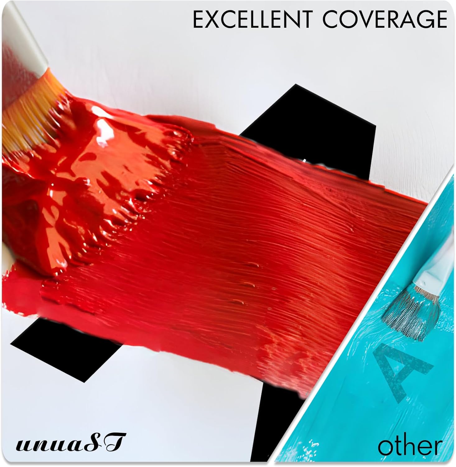 Demonstrates the product's superior coverage ability, showing how well it applies and covers a surface.