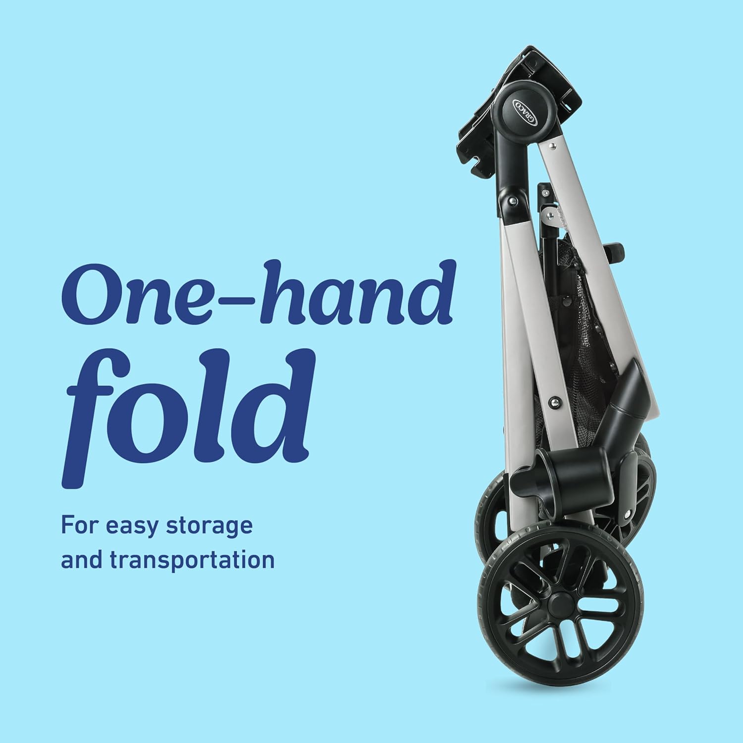 Highlights the product's easy folding mechanism for convenient storage and transportation.