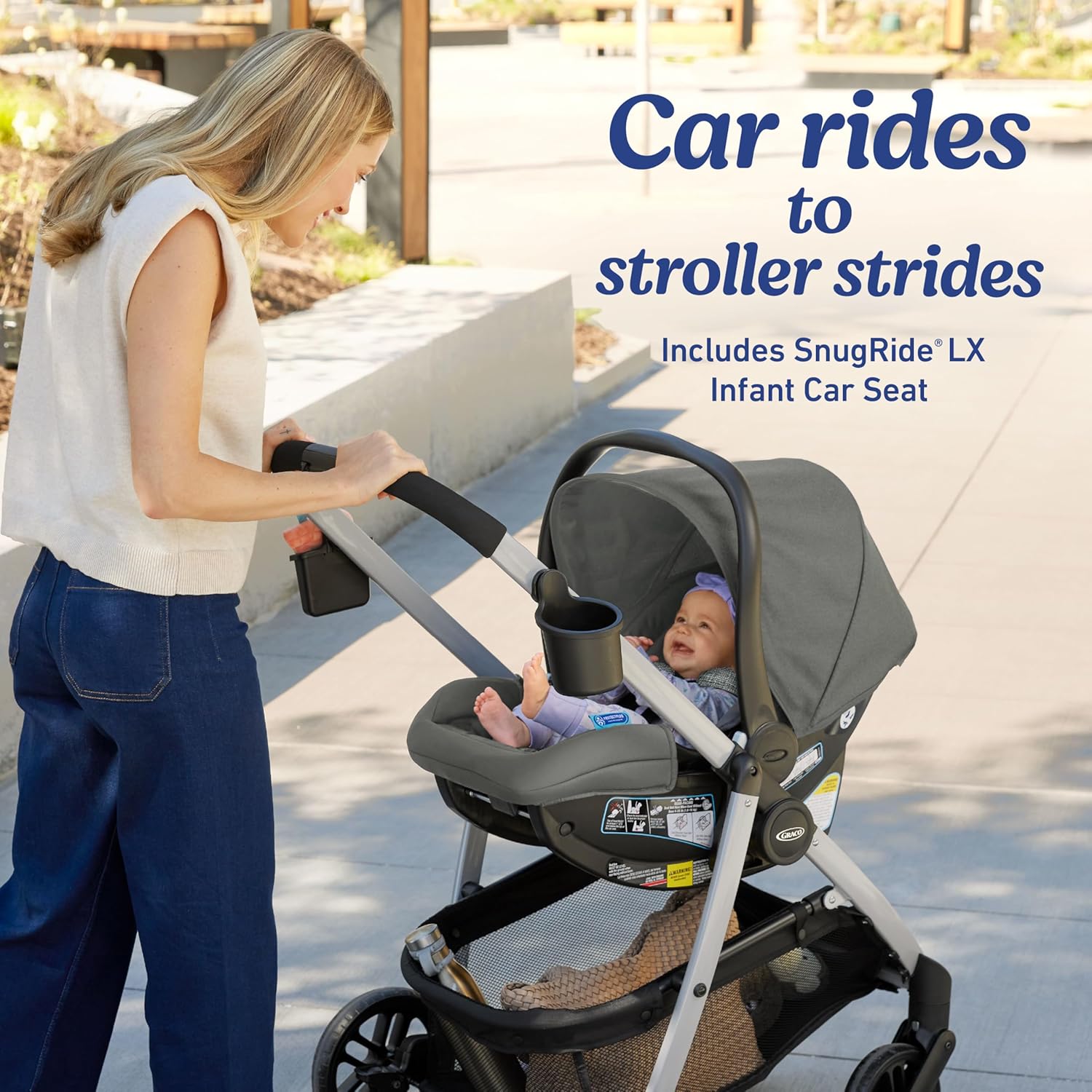 Demonstrates how the product can be used as both a car seat and a stroller, highlighting its versatility for parents.