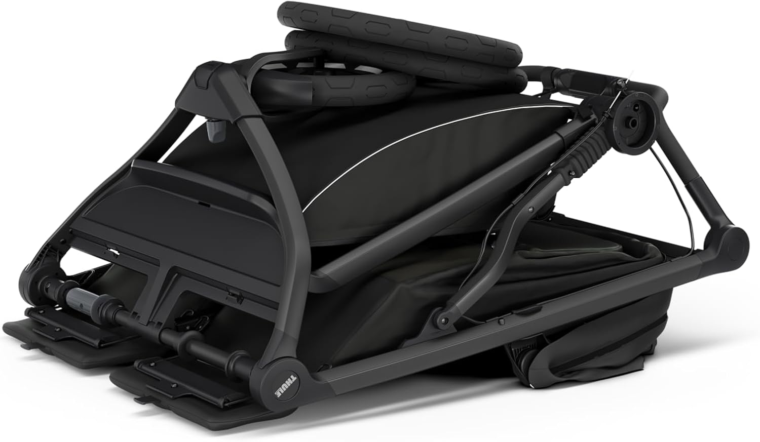 Demonstrates the product's ability to fold into a compact shape for easy storage and transport.