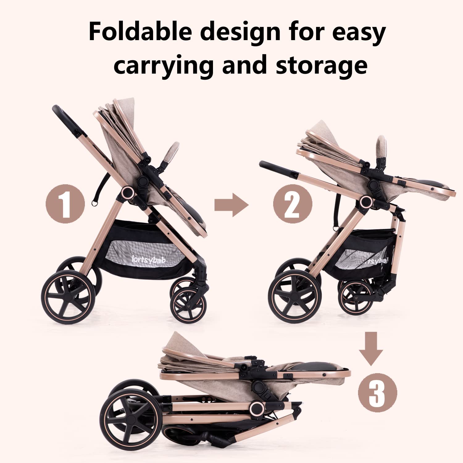 Demonstrates the stroller's ability to fold compactly, emphasizing easy transportation and storage for parents.