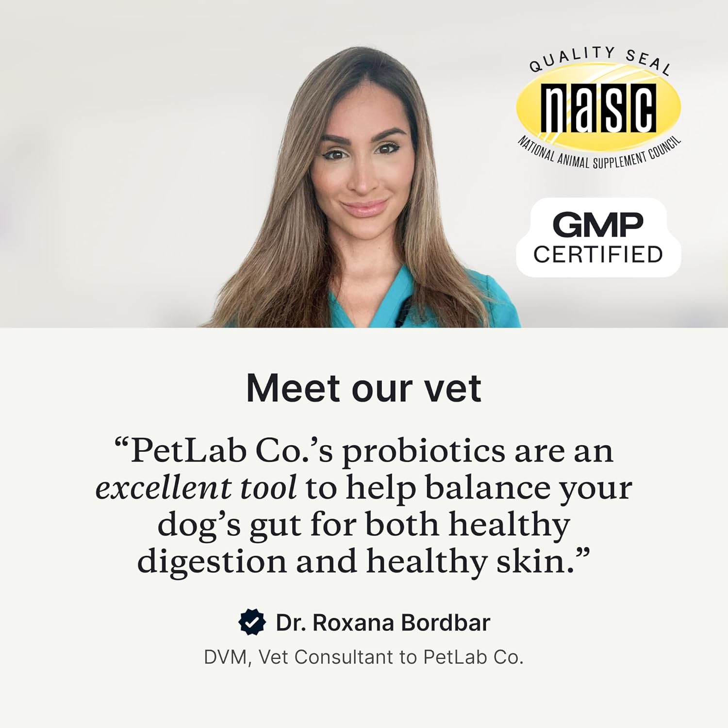Builds trust and credibility by showcasing a veterinarian's endorsement of the product's effectiveness for pet health. Reassures customers about the product's quality and safety through displayed…