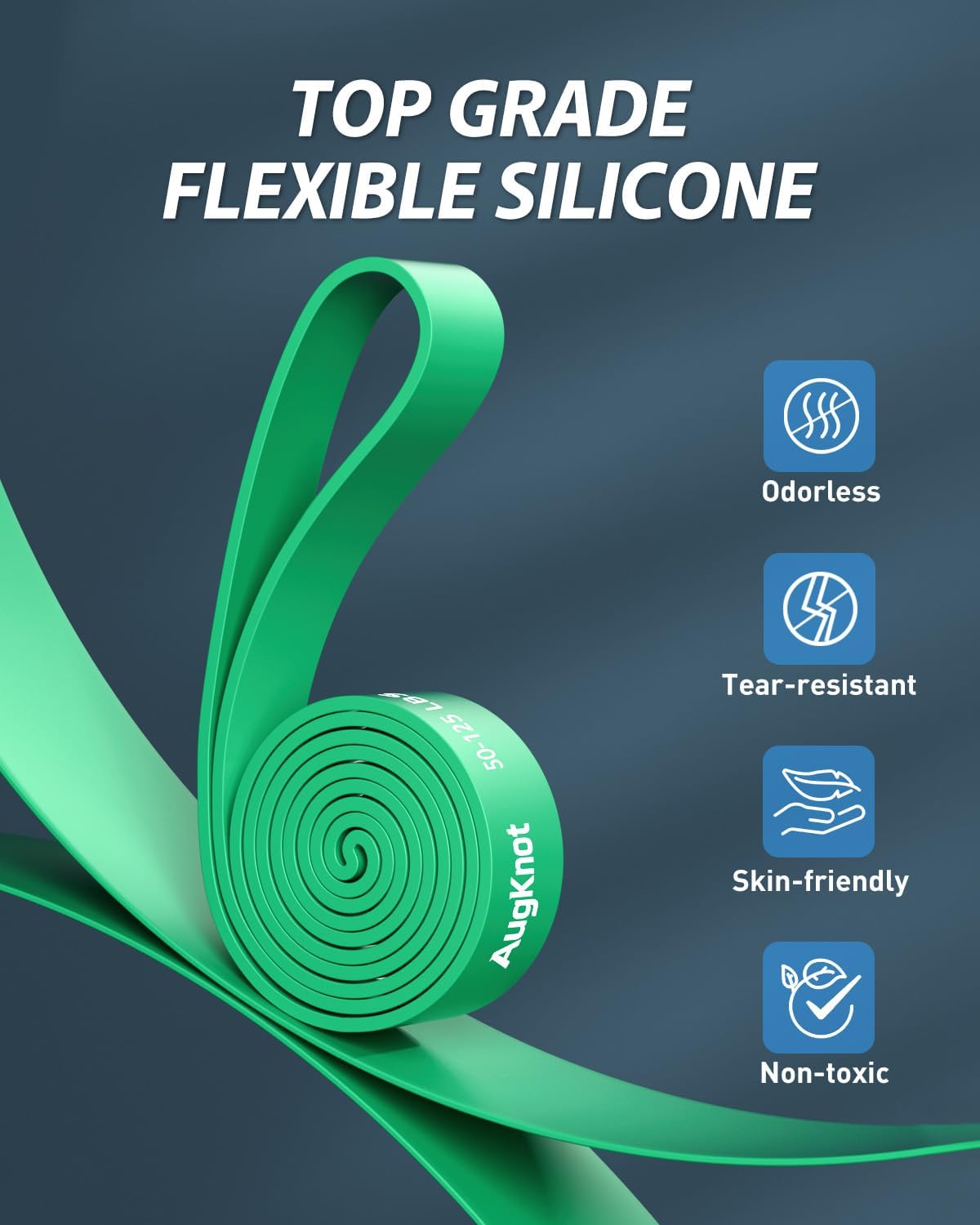 Highlights multiple beneficial properties of the silicone material used in the product, emphasizing its high quality and user-friendly characteristics.