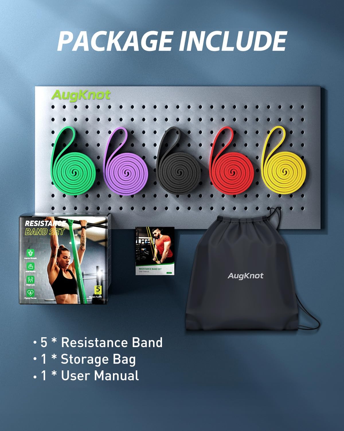 Shows all items included in the package to inform customers of the complete product offering.
