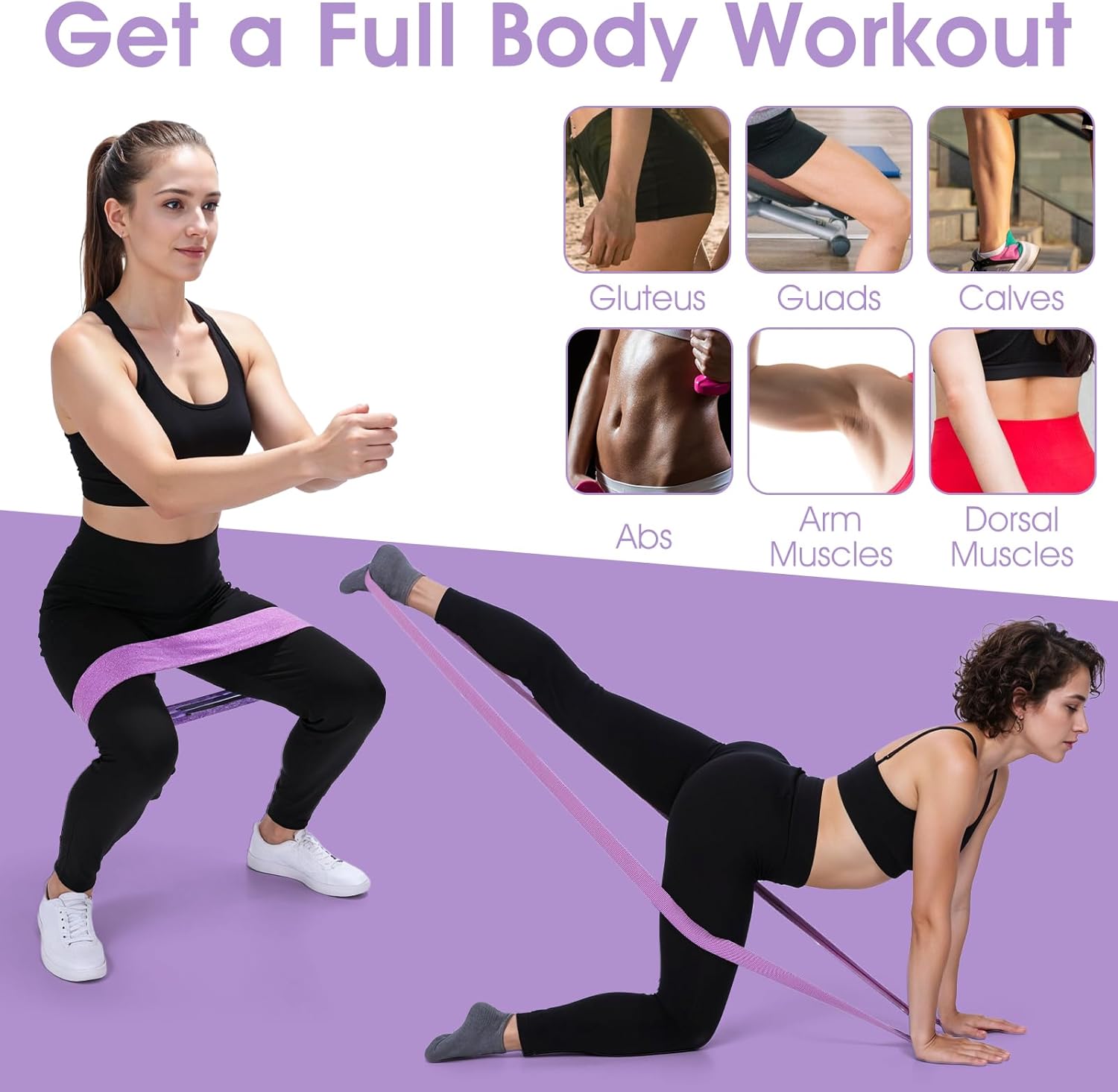 Demonstrates how the product provides a comprehensive workout targeting multiple muscle groups for a full-body exercise routine.