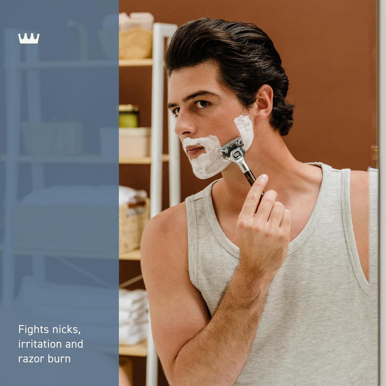 Highlights the product's ability to prevent common shaving issues, reassuring customers of a comfortable shaving experience.